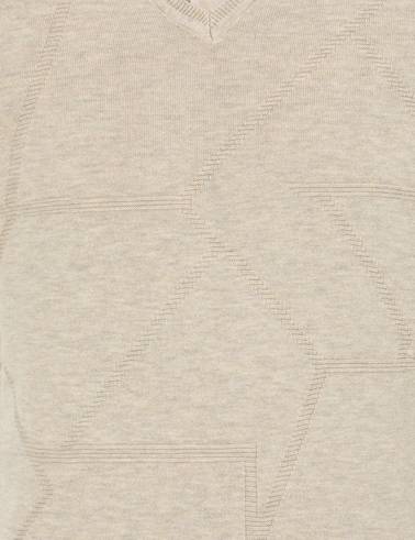 Kum Melanj Slim Fit V Yaka Triko Kazak
