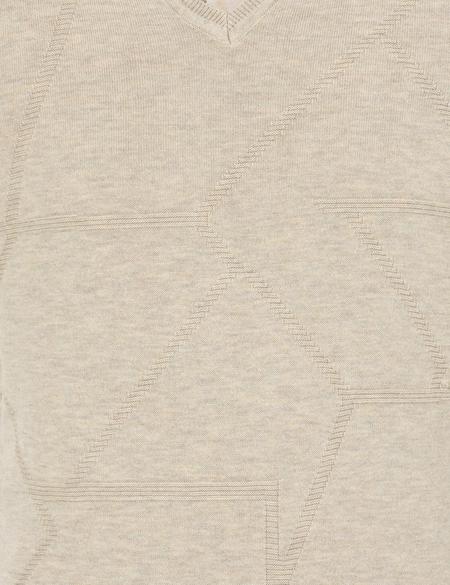 Kum Melanj Slim Fit V Yaka Triko Kazak - 50265423028