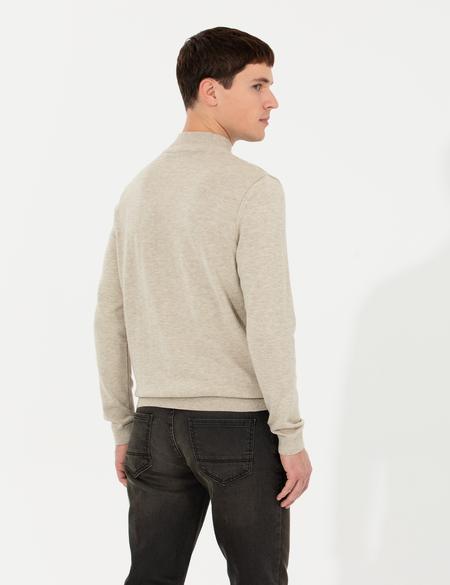 Kum Melanj Slim Fit Yarım Balıkçı Yaka Triko Kazak - 50265917028