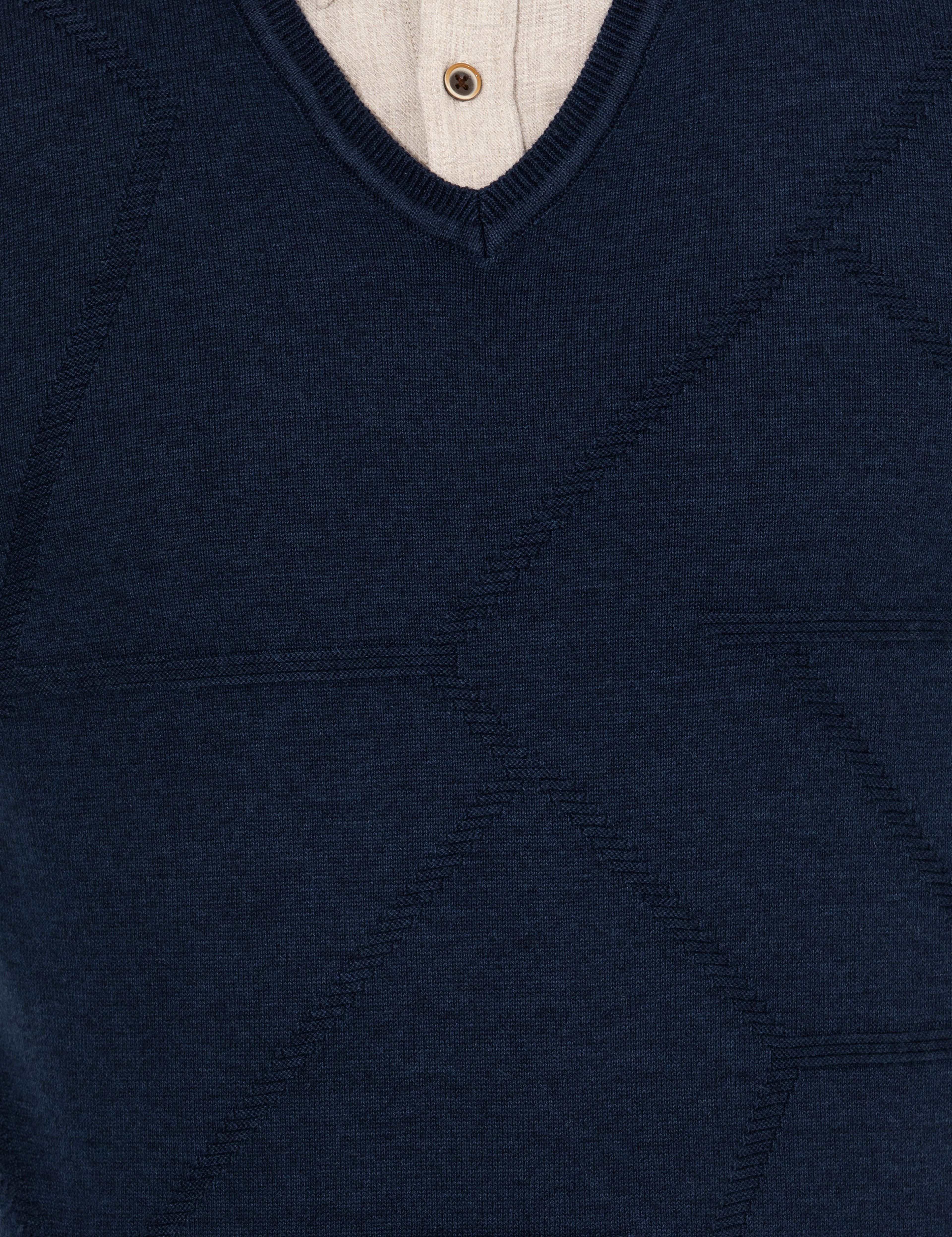 Lacivert Slim Fit V Yaka Triko Kazak - Image 6