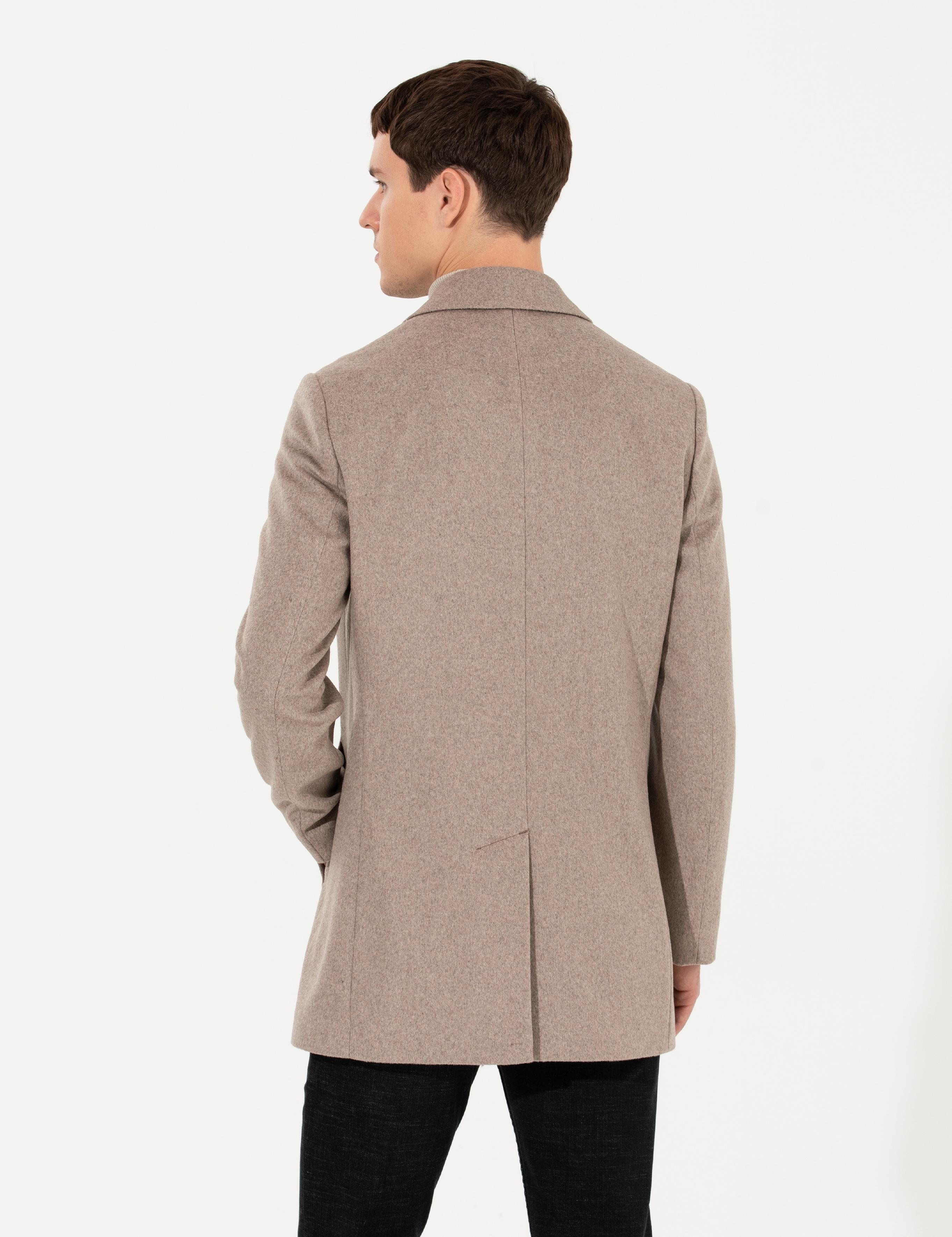 Bej Ex. Slim Fit Kaşe Kaban