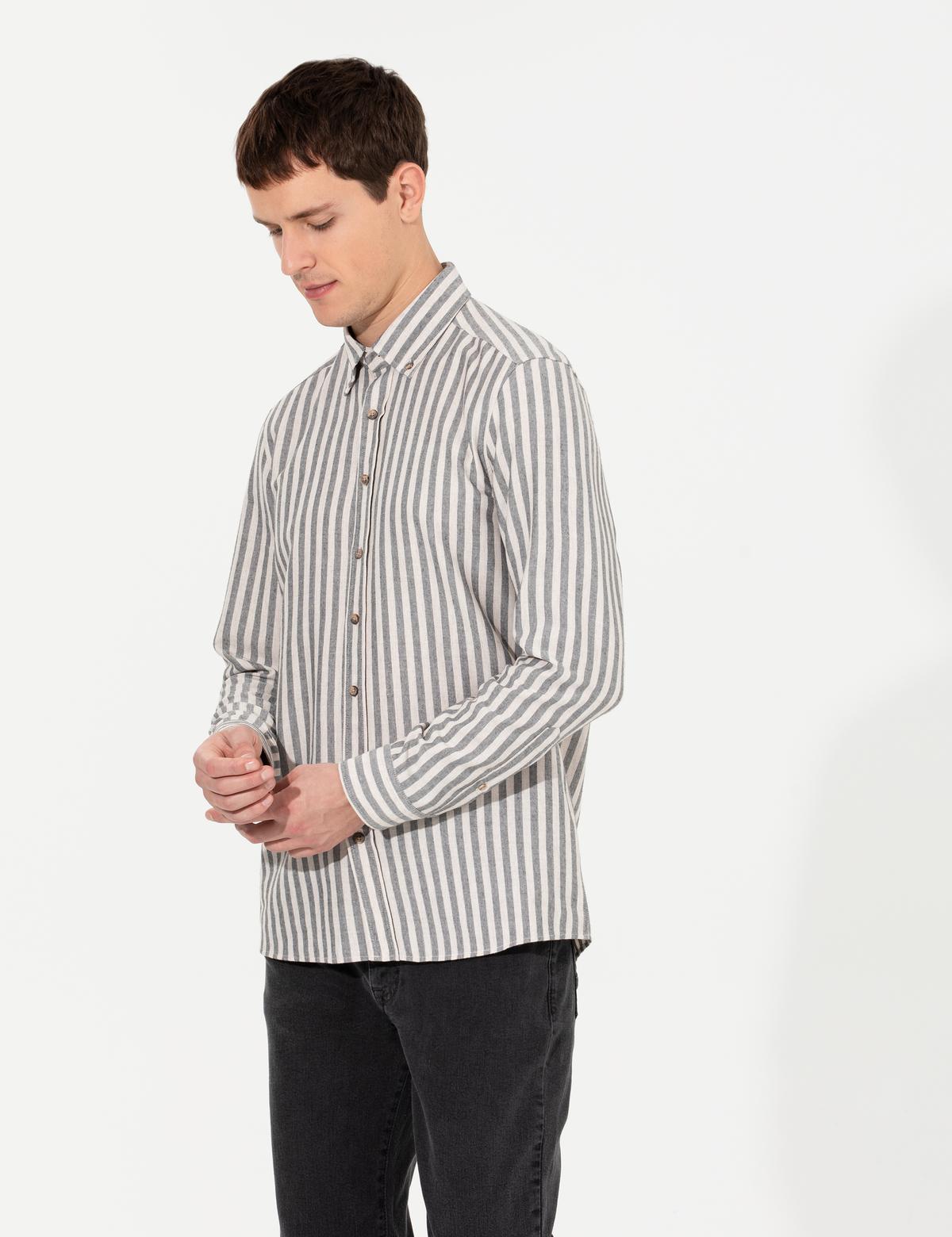 Bej Regular Fit Uzun Kollu Gömlek - 50262723007