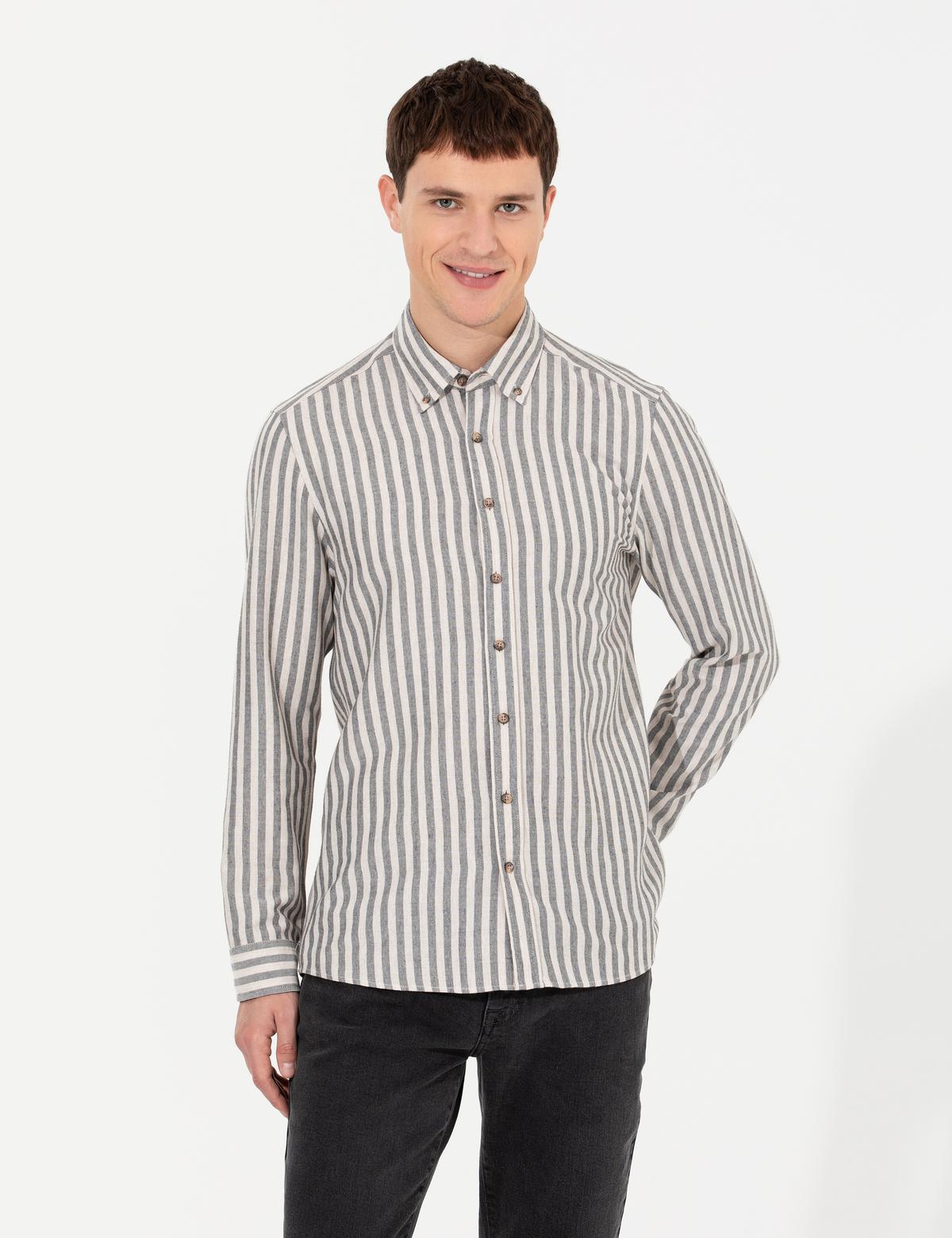 Bej Regular Fit Uzun Kollu Gömlek