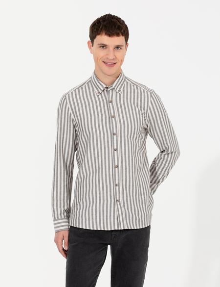 Bej Regular Fit Uzun Kollu Gömlek - 50262723007