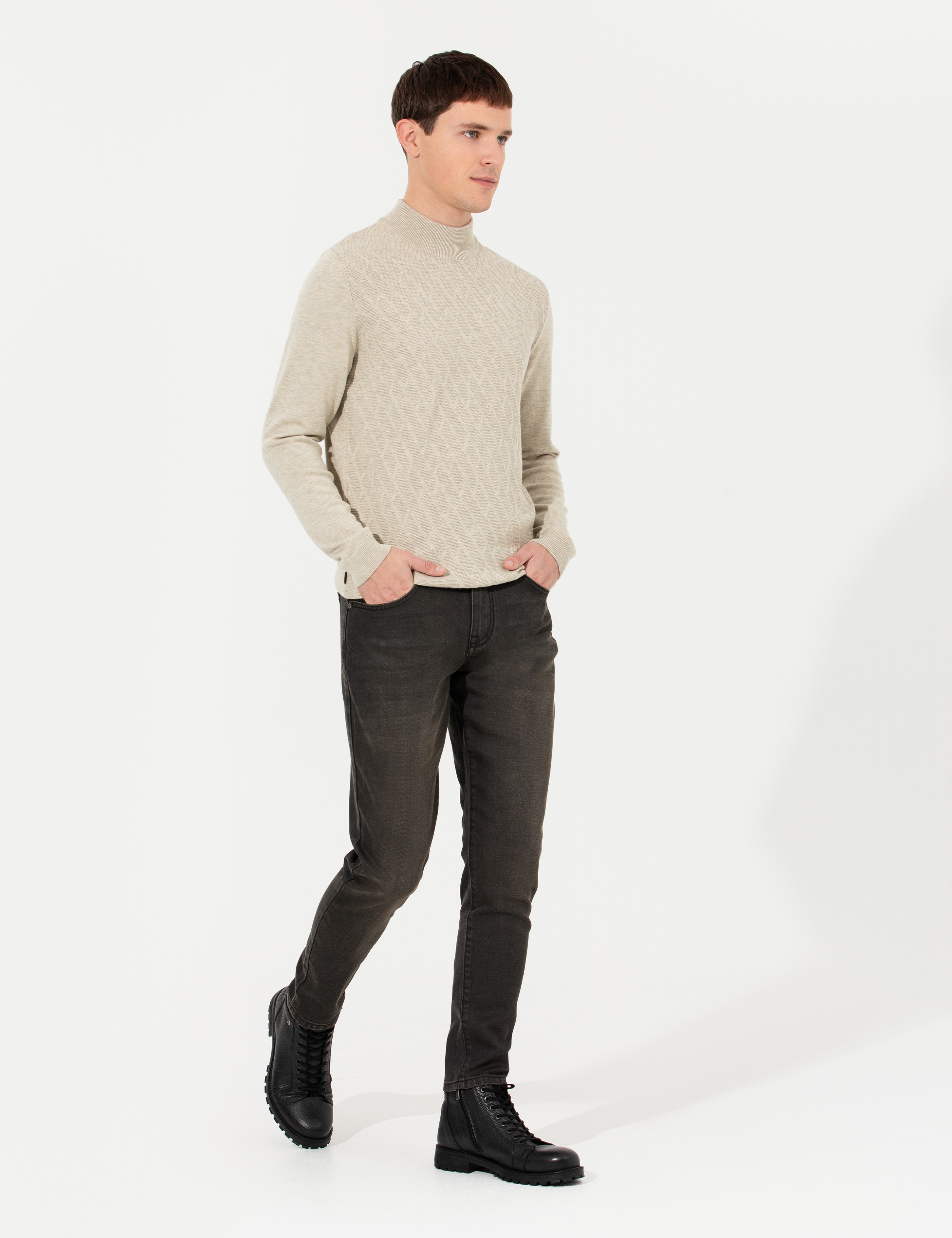 Antrasit Slim Fit Jean Pantolon