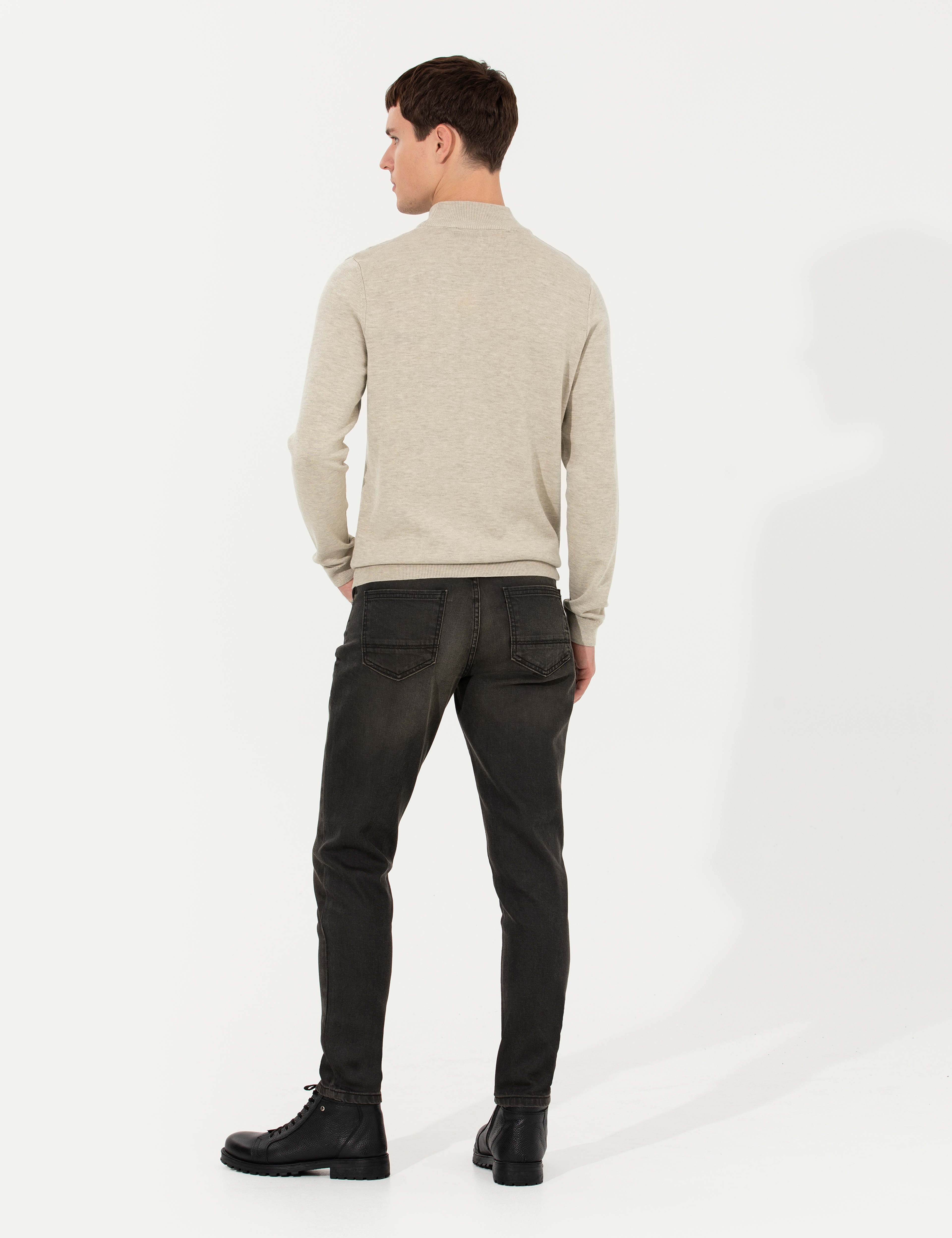 Antrasit Slim Fit Jean Pantolon