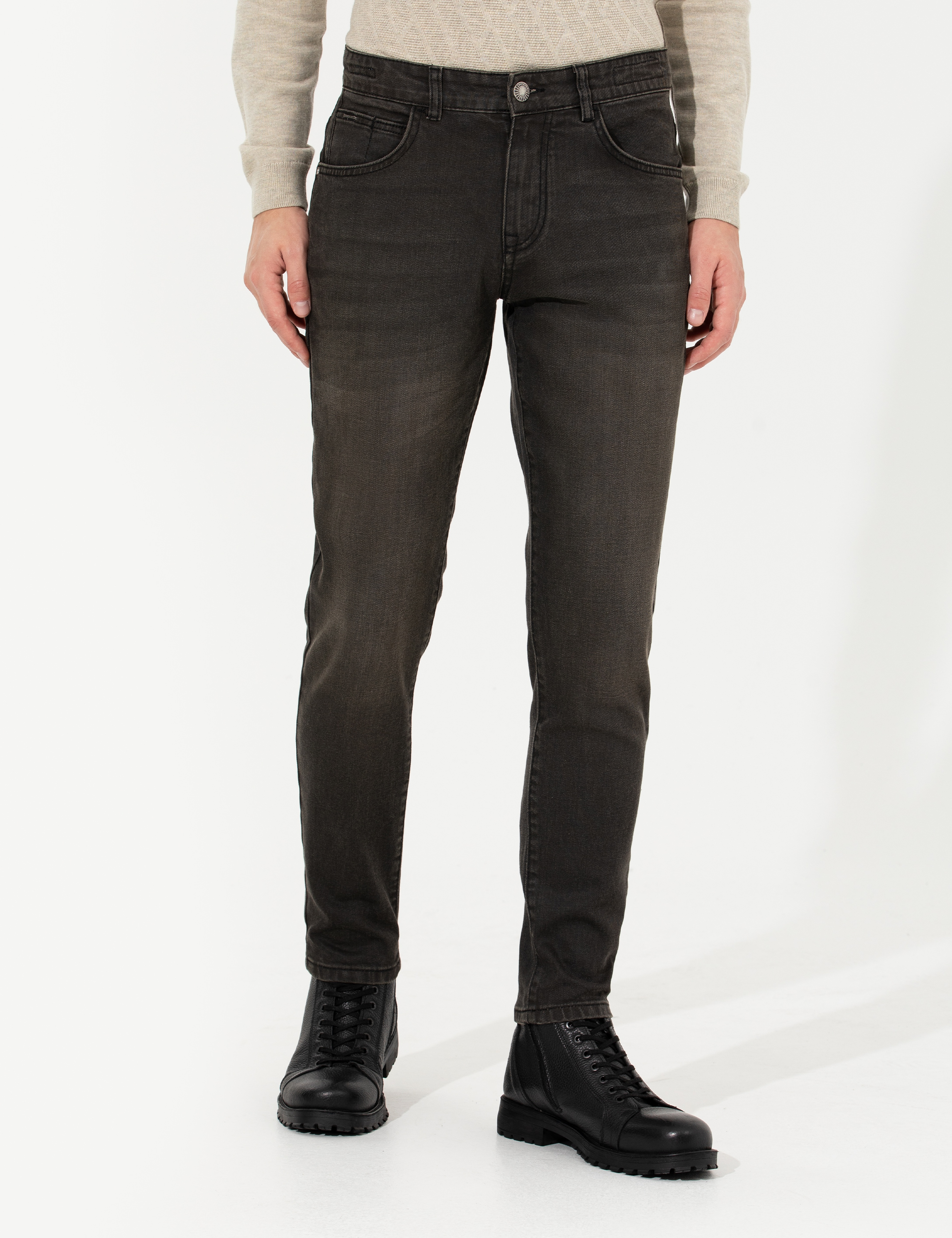 Antrasit Slim Fit Jean Pantolon