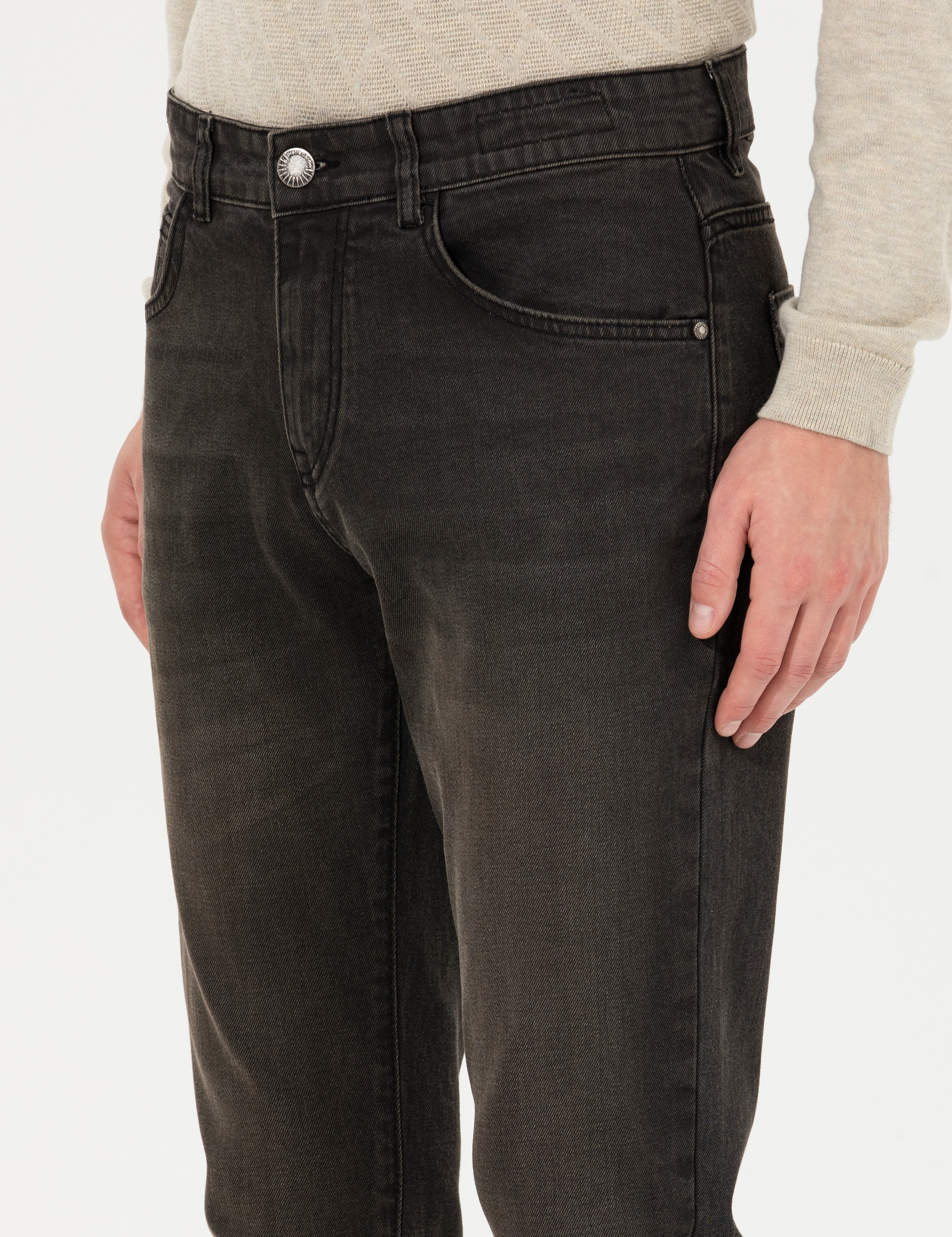 Antrasit Slim Fit Jean Pantolon - Image 5