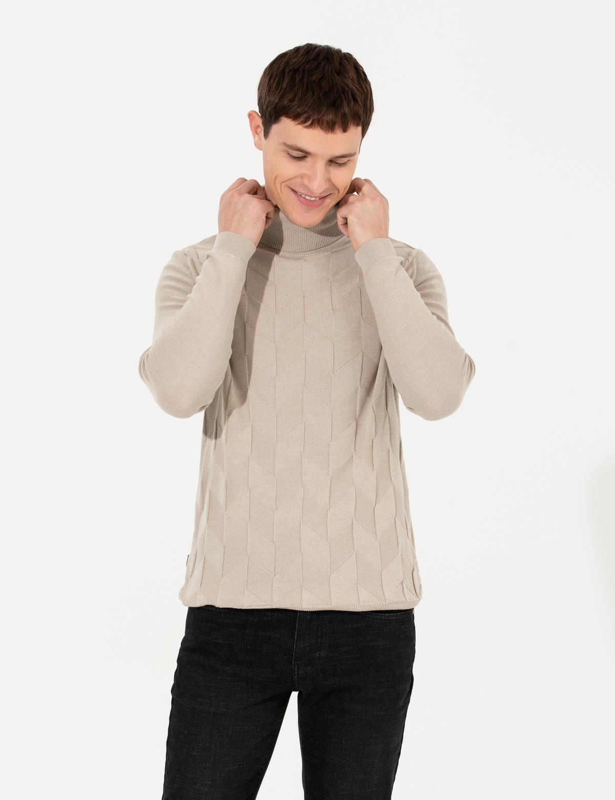 Kum Melanj Slim Fit Balıkçı Yaka Triko Kazak - 50259851034