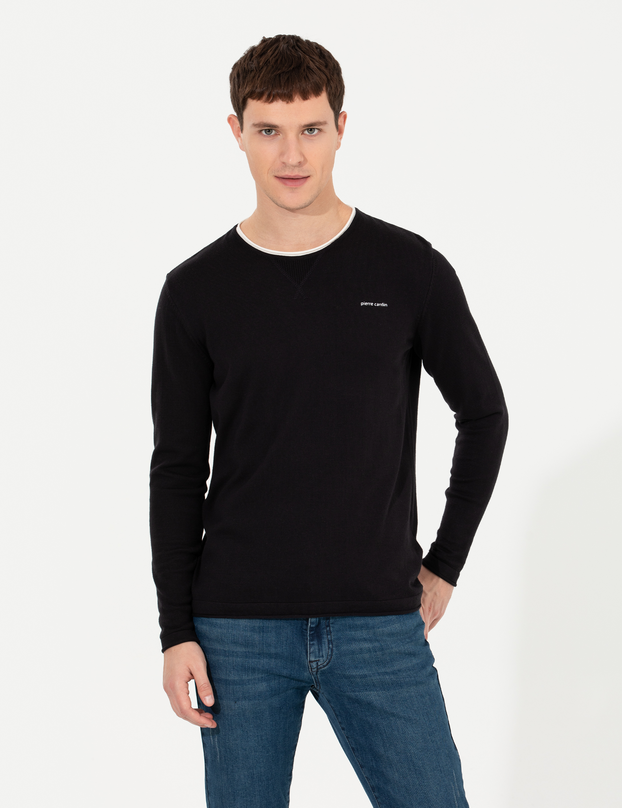 Pierre Cardin Lacivert Slim Fit Bisiklet Yaka Triko Kazak görsel 4