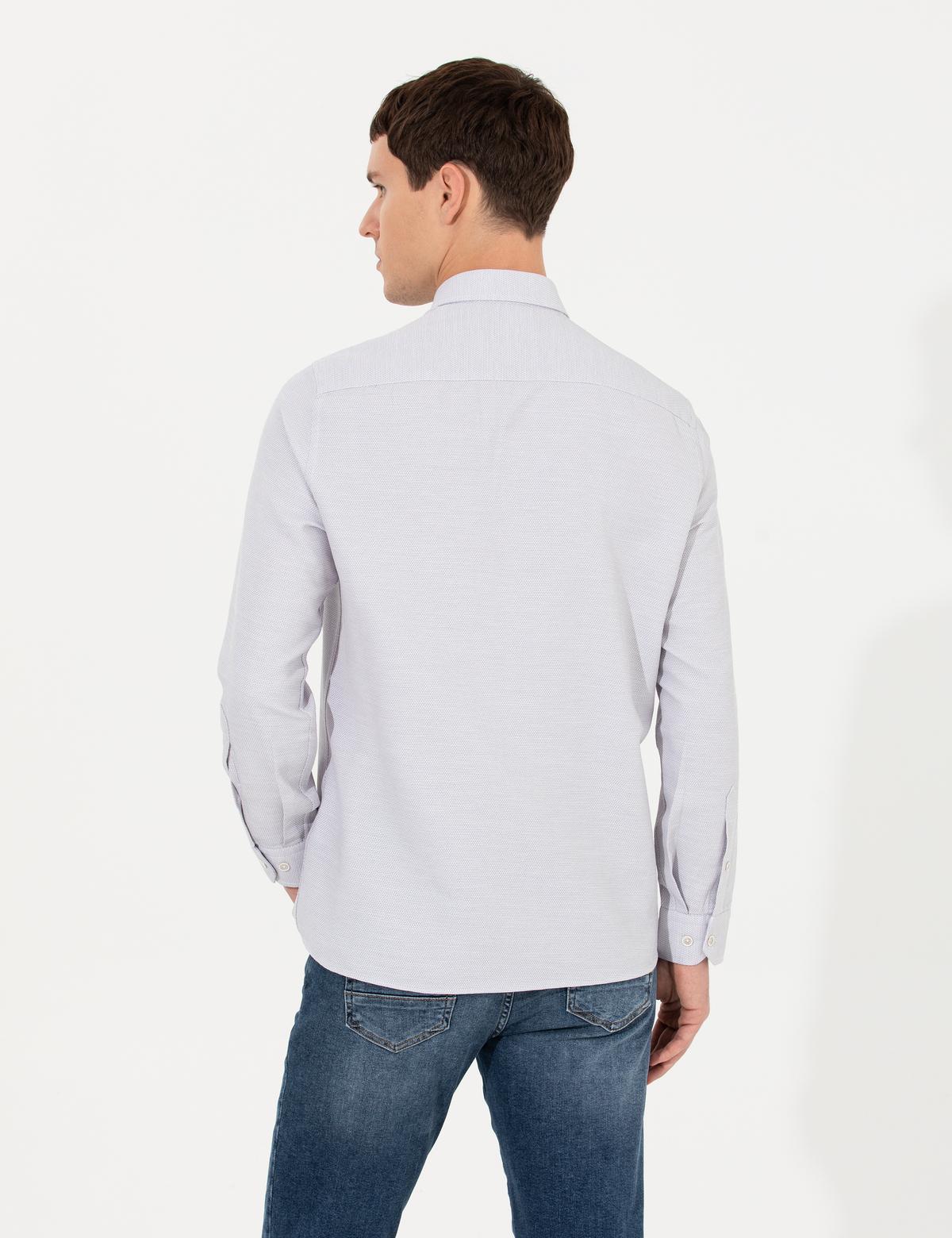 Açık Gri Slim Fit Uzun Kollu Gömlek - 50255057001