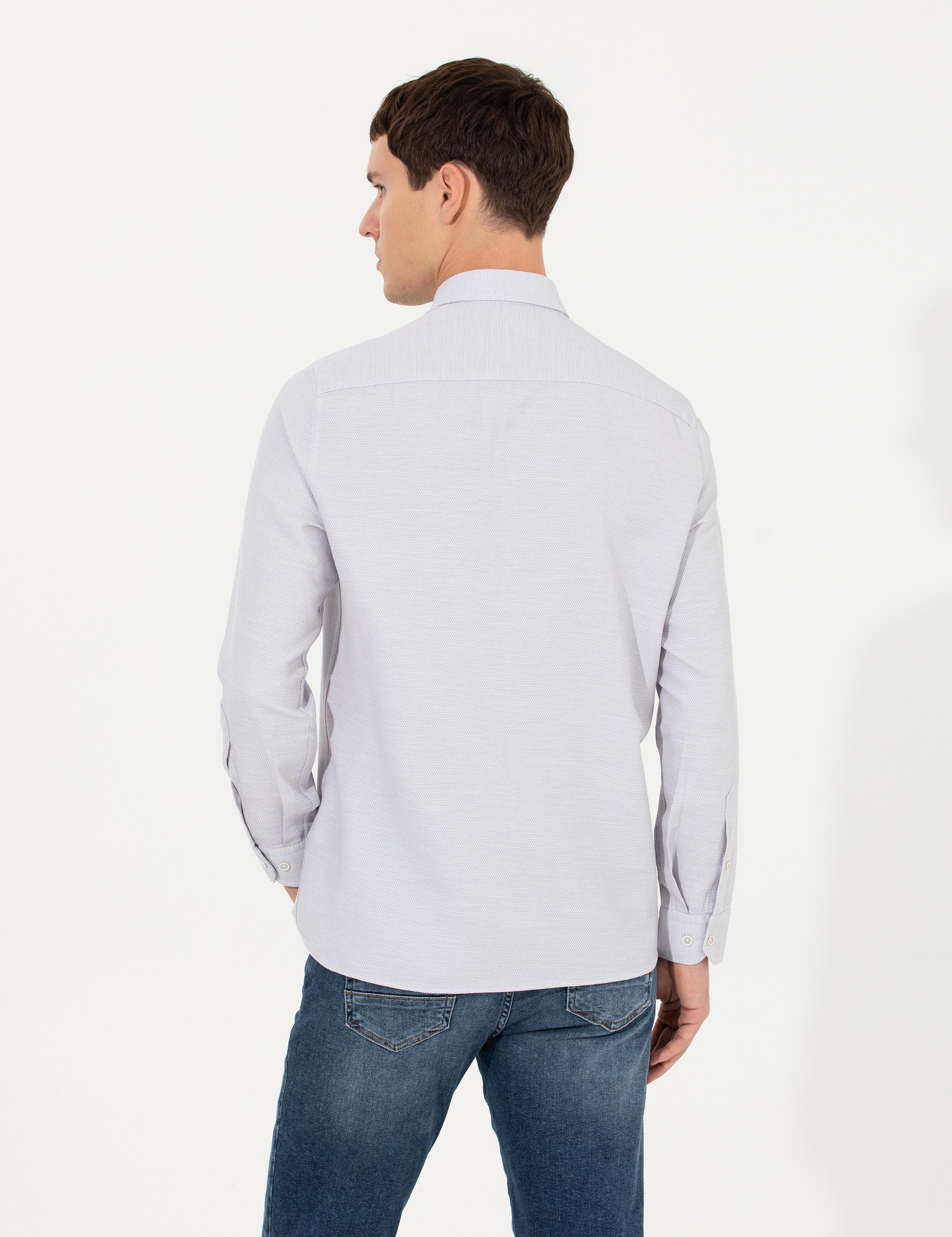 Açık Gri Slim Fit Uzun Kollu Gömlek