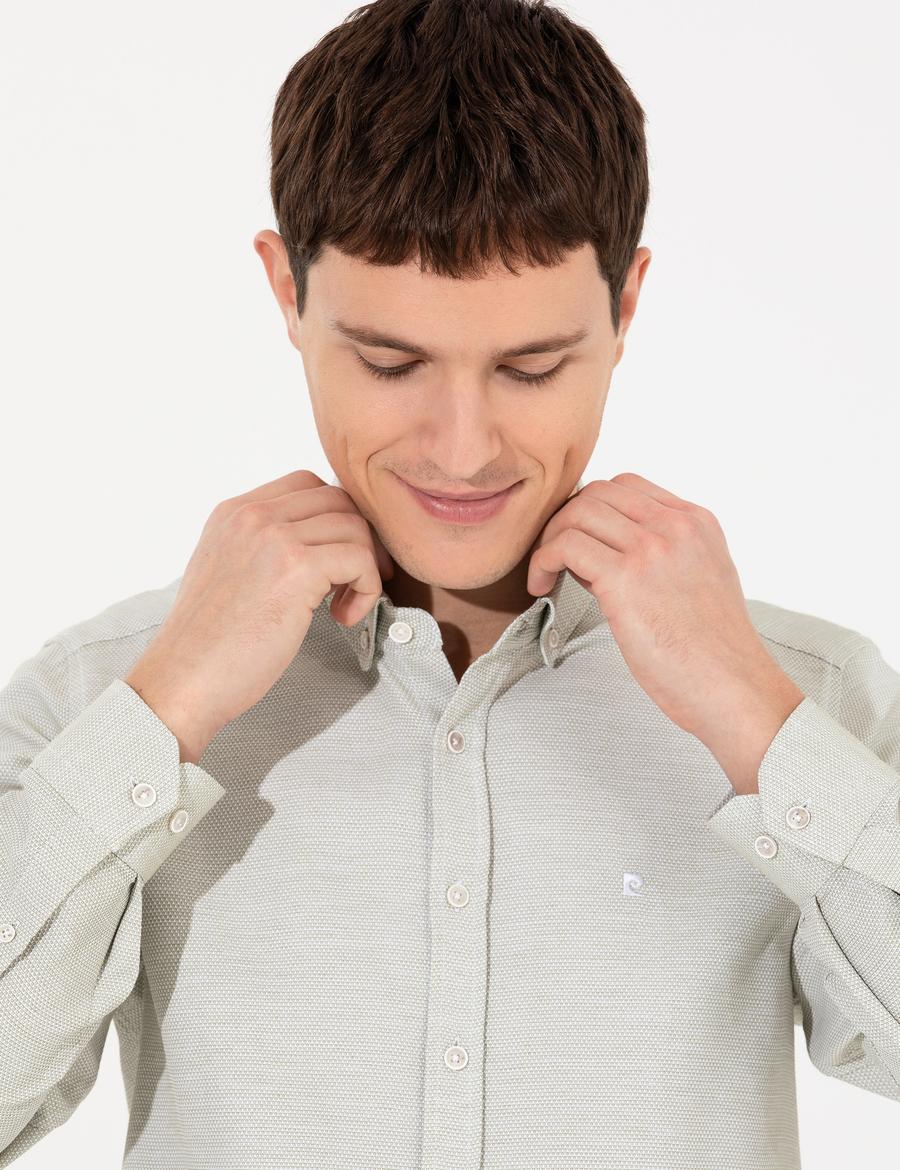 Haki Slim Fit Uzun Kollu Gömlek