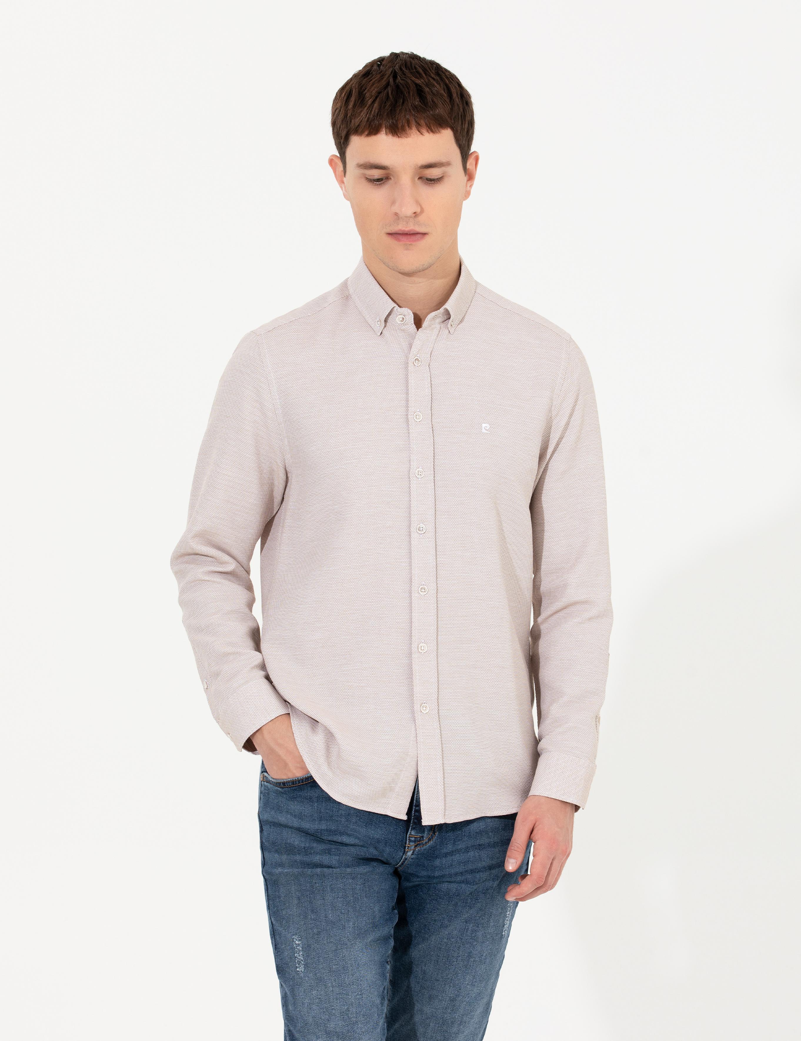 Kahverengi Slim Fit Uzun Kollu Gömlek