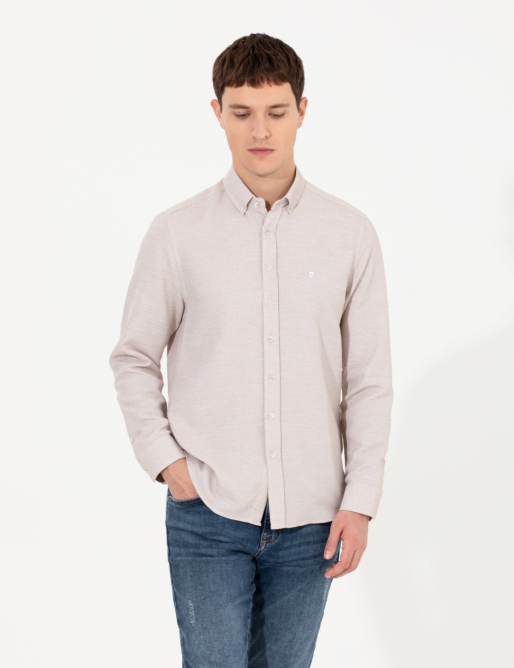 Kahverengi Slim Fit Uzun Kollu Gömlek - Image 2
