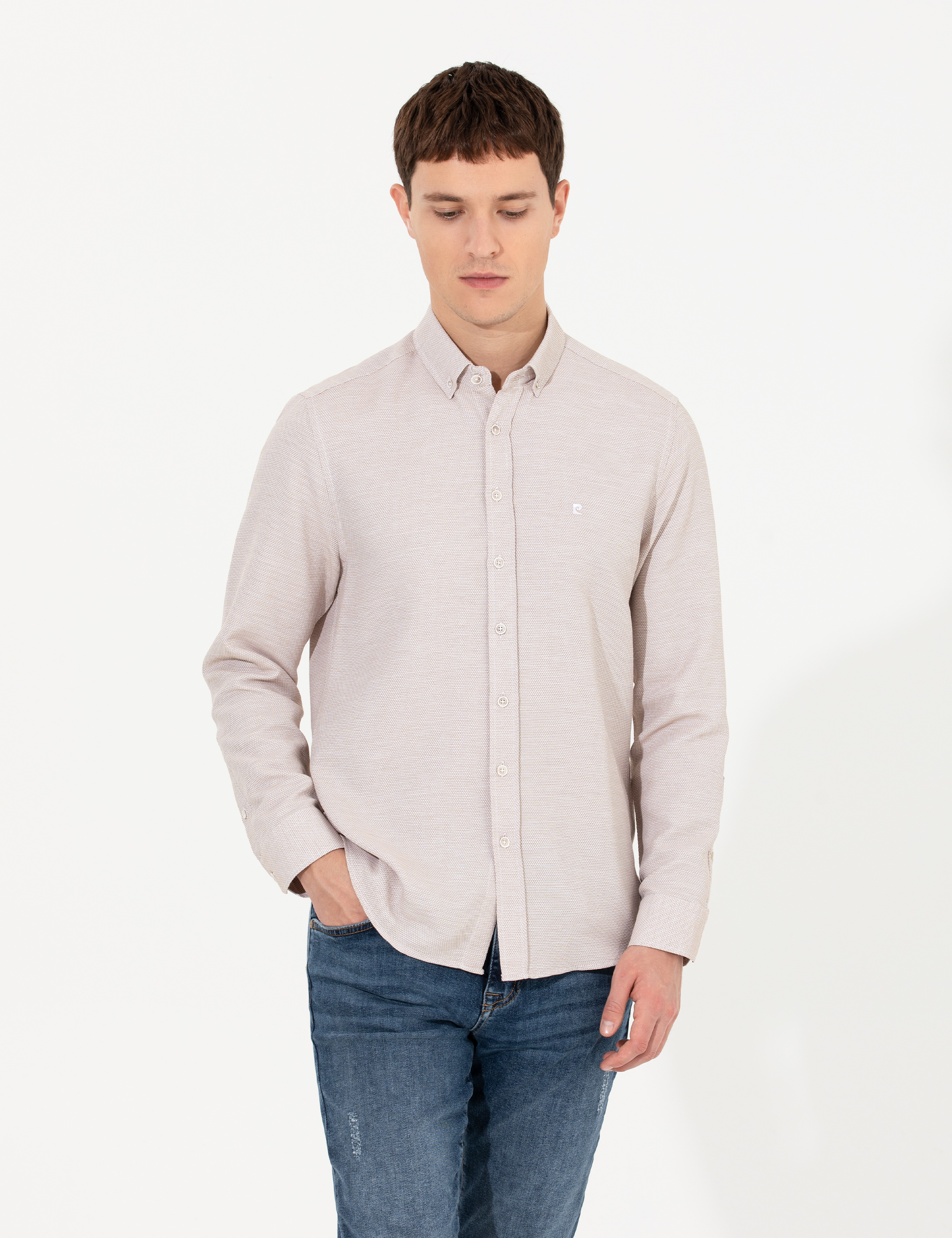 Kahverengi Slim Fit Uzun Kollu Gömlek
