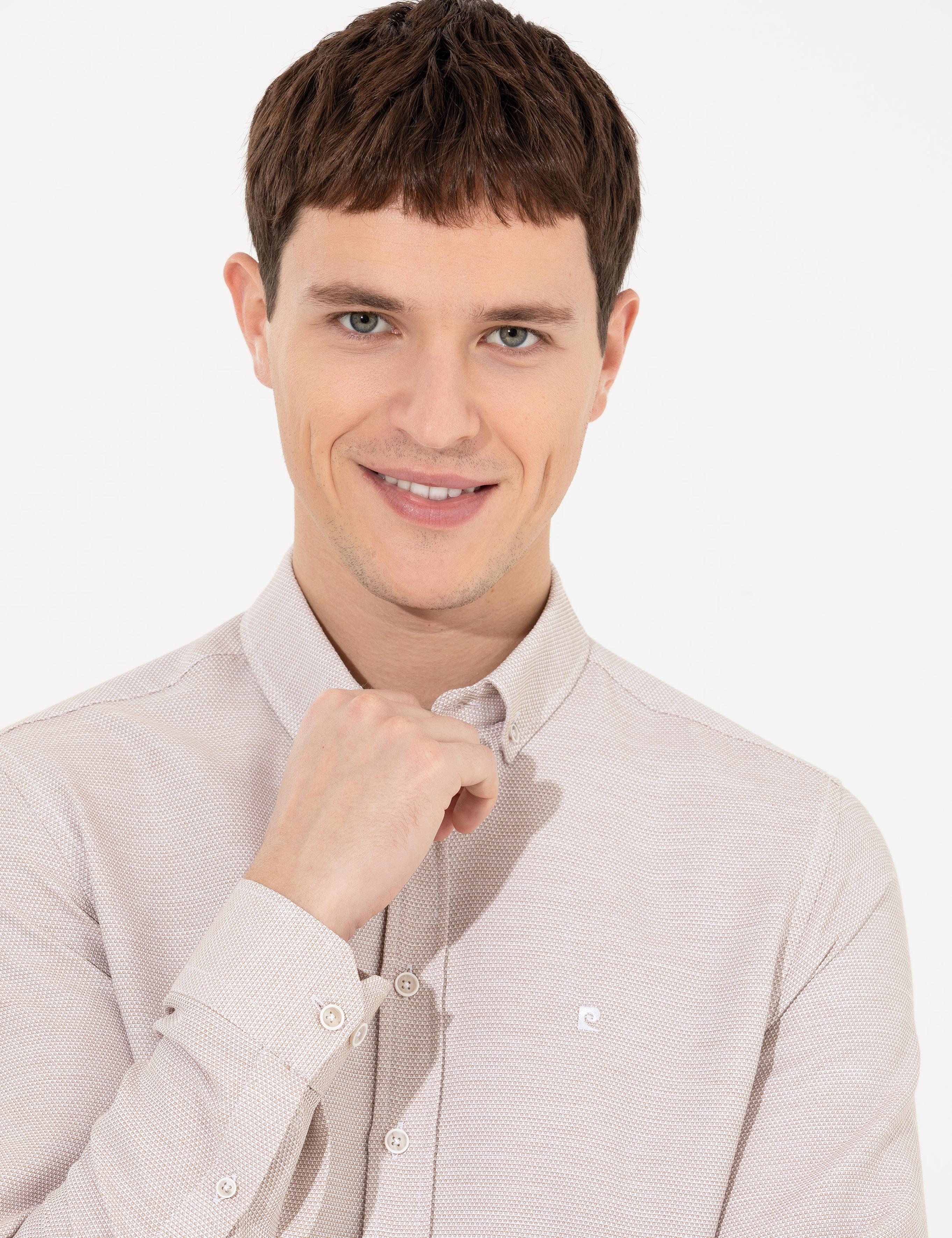 Kahverengi Slim Fit Uzun Kollu Gömlek