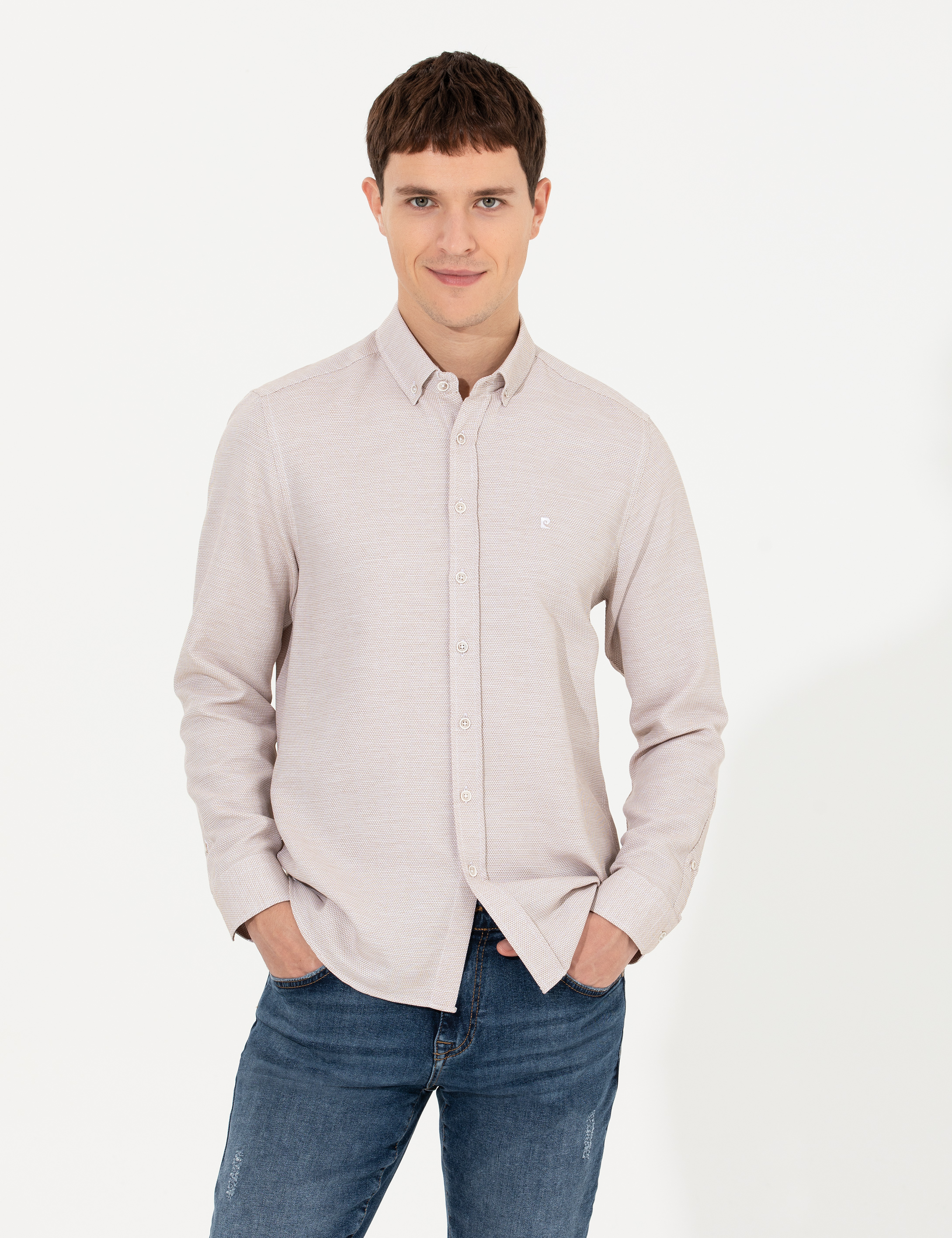 Kahverengi Slim Fit Uzun Kollu Gömlek - Image 4