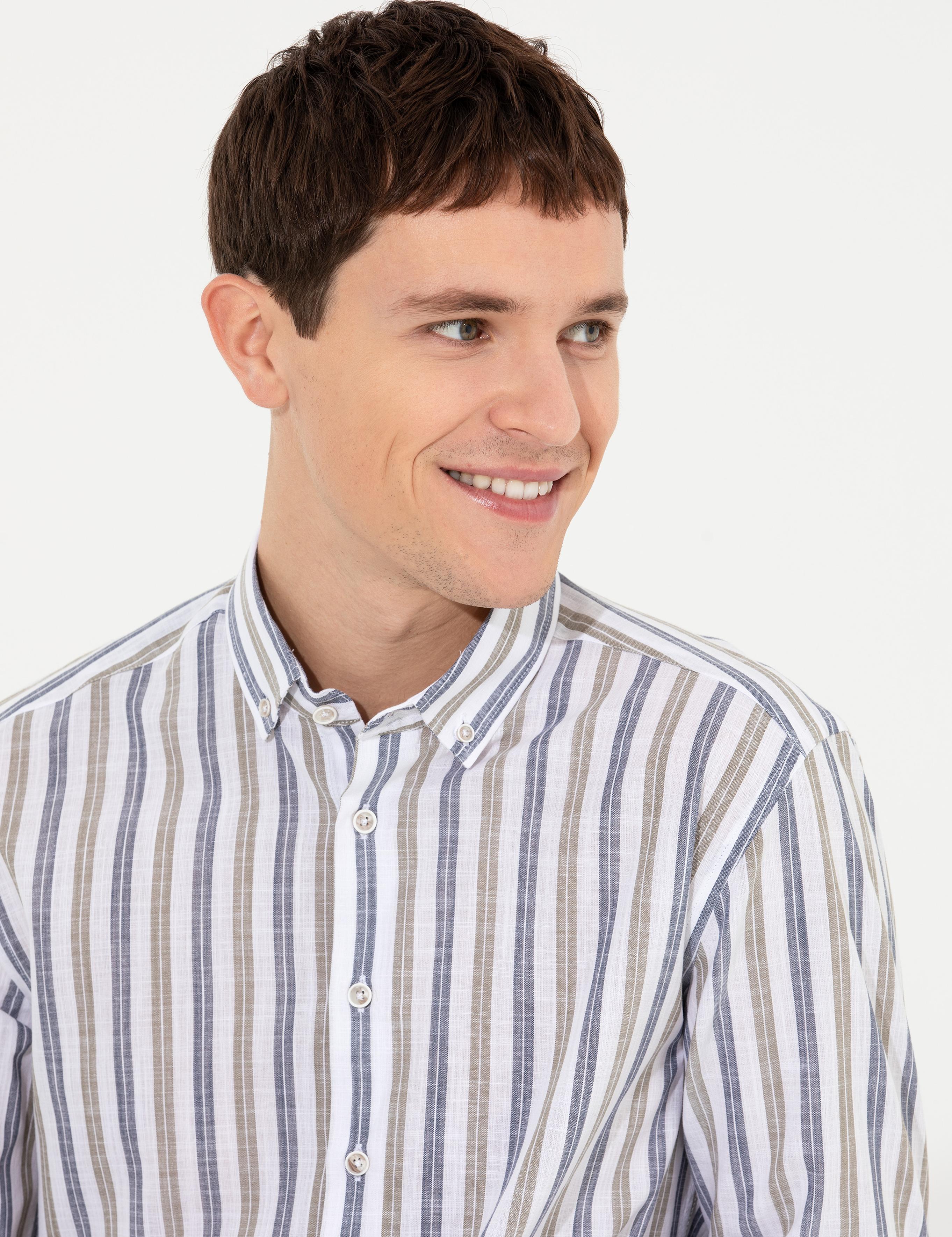 Haki Slim Fit Uzun Kollu Gömlek