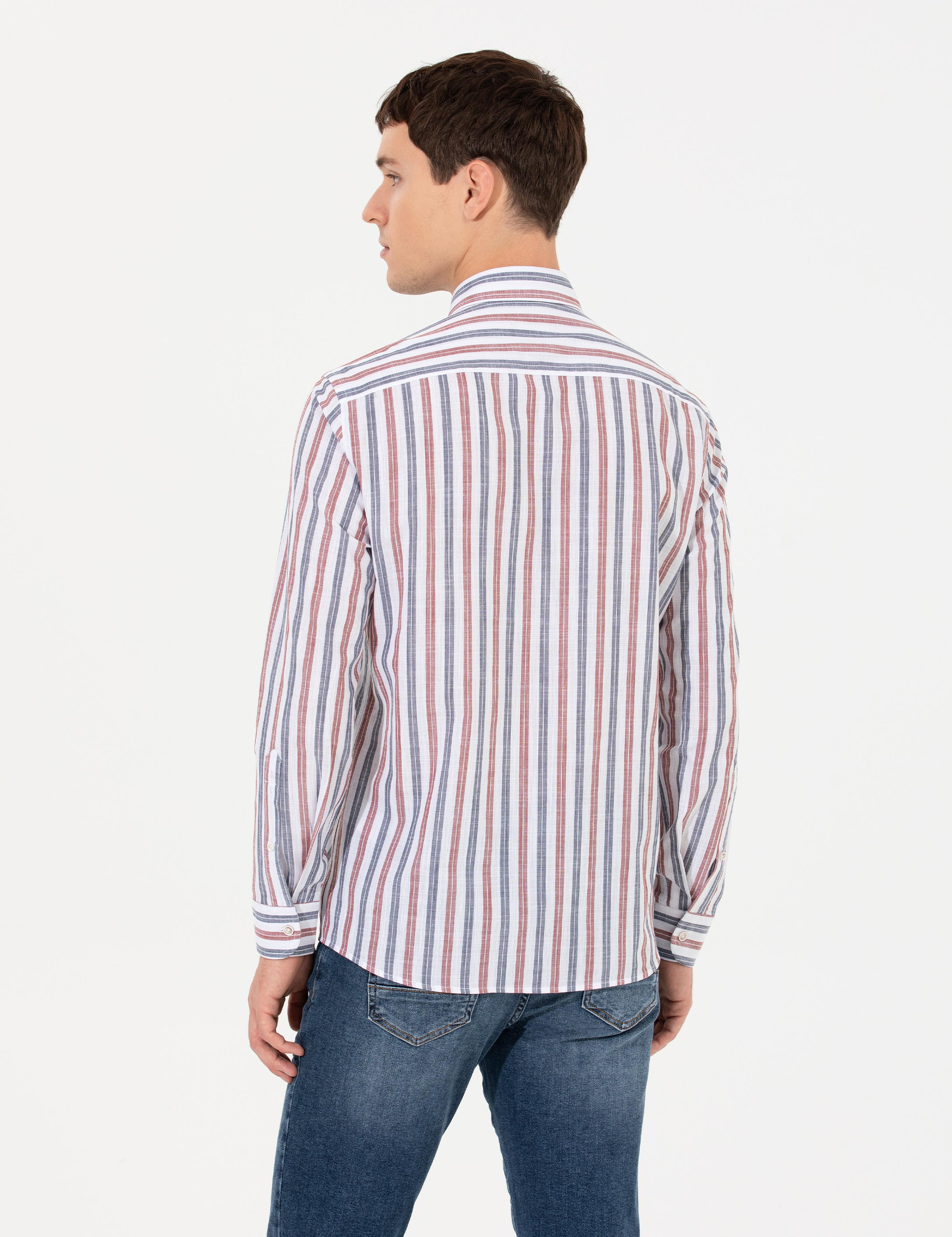 Turuncu Slim Fit Uzun Kollu Gömlek