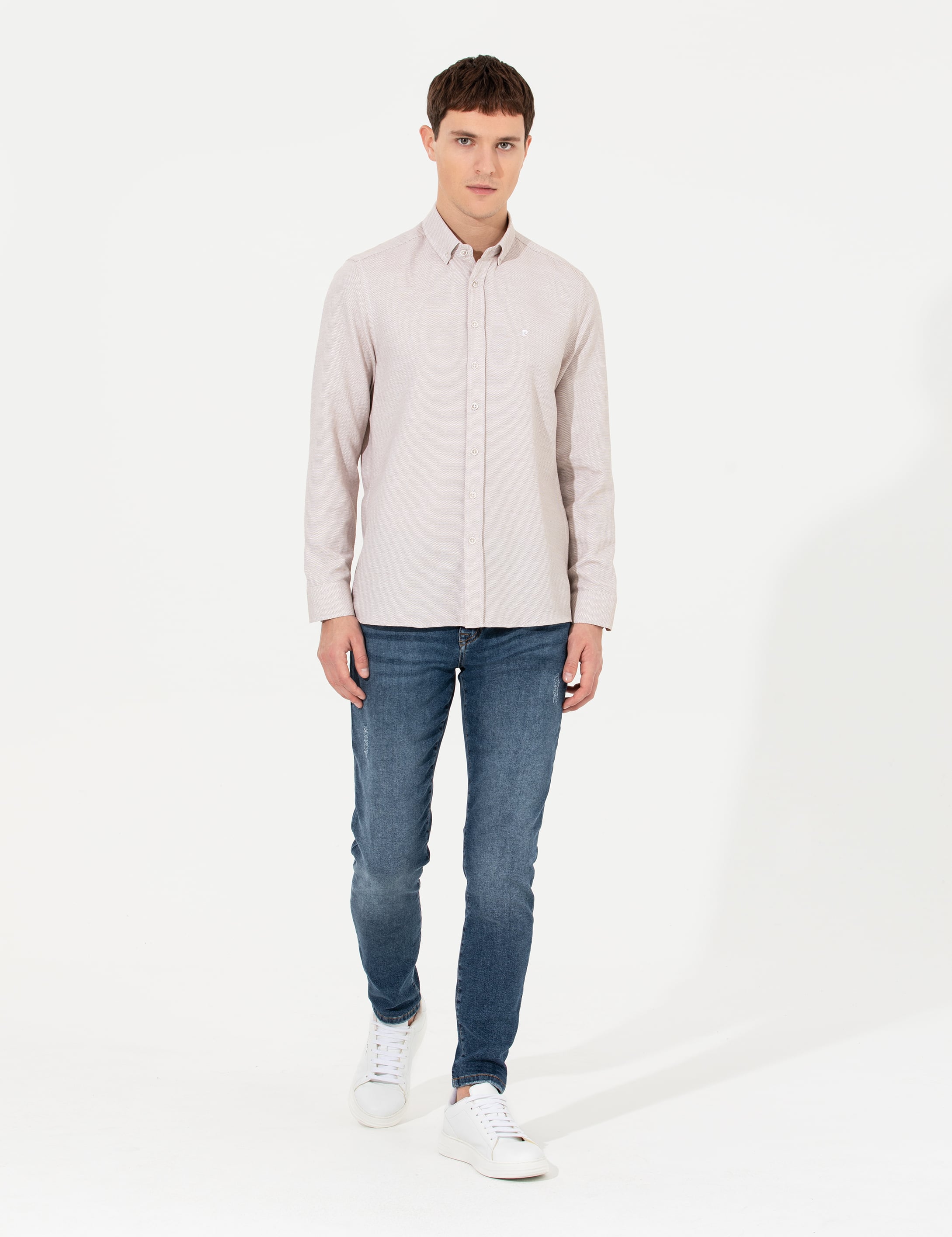 Kahverengi Slim Fit Uzun Kollu Gömlek - Image 3