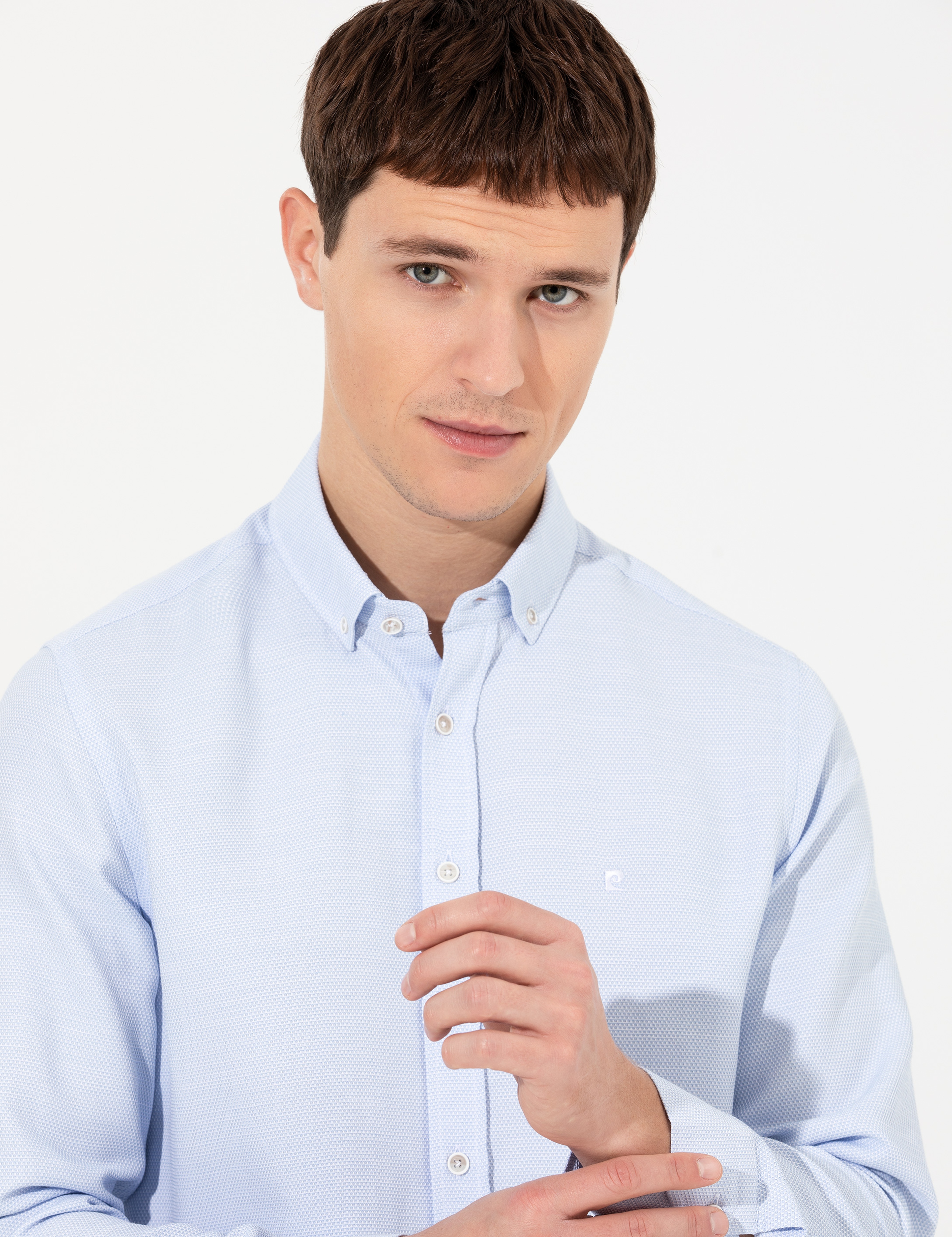 Mavi Slim Fit Uzun Kollu Gömlek - Image 2