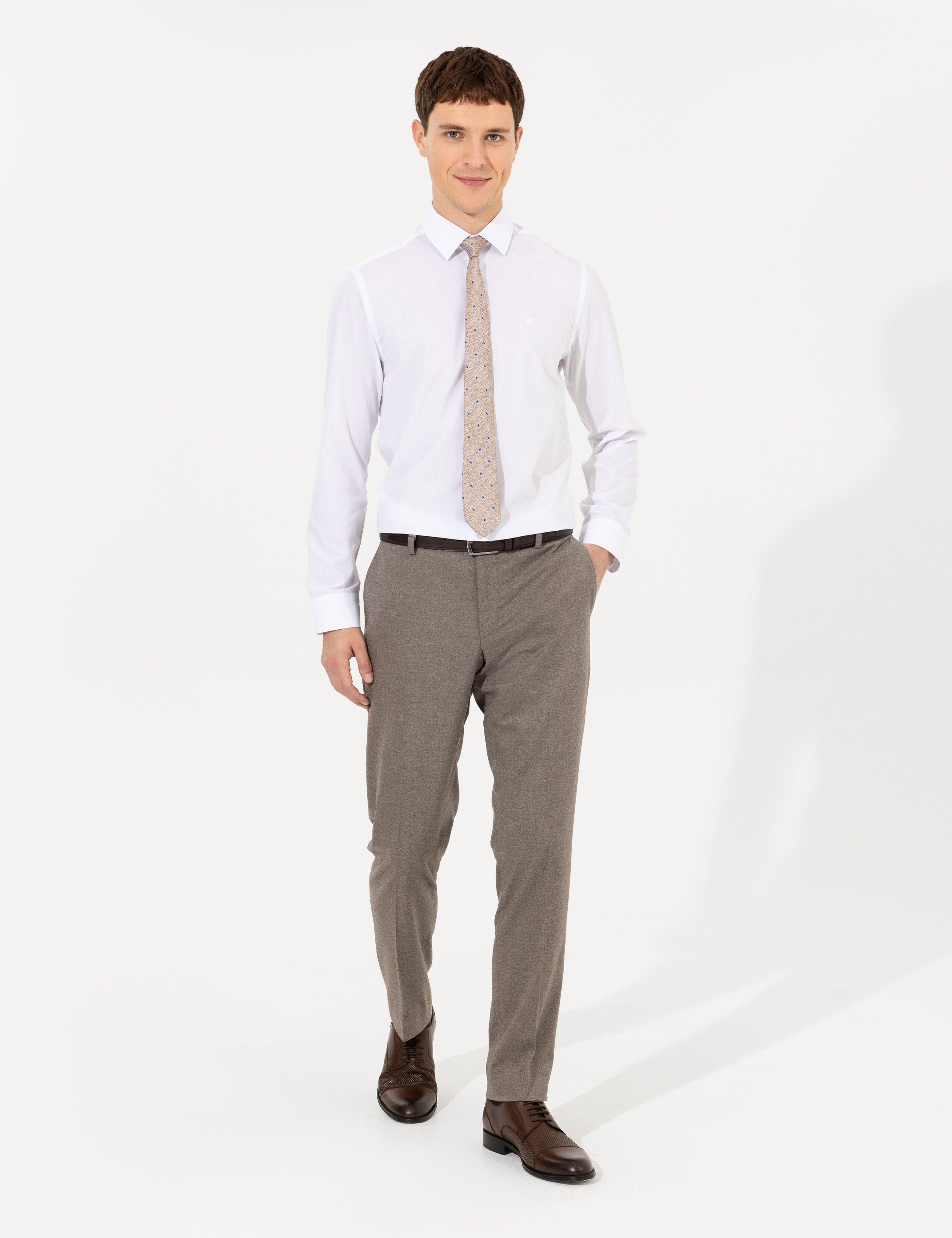 Açık Kahverengi Slim Fit Kumaş Pantolon - Image 3