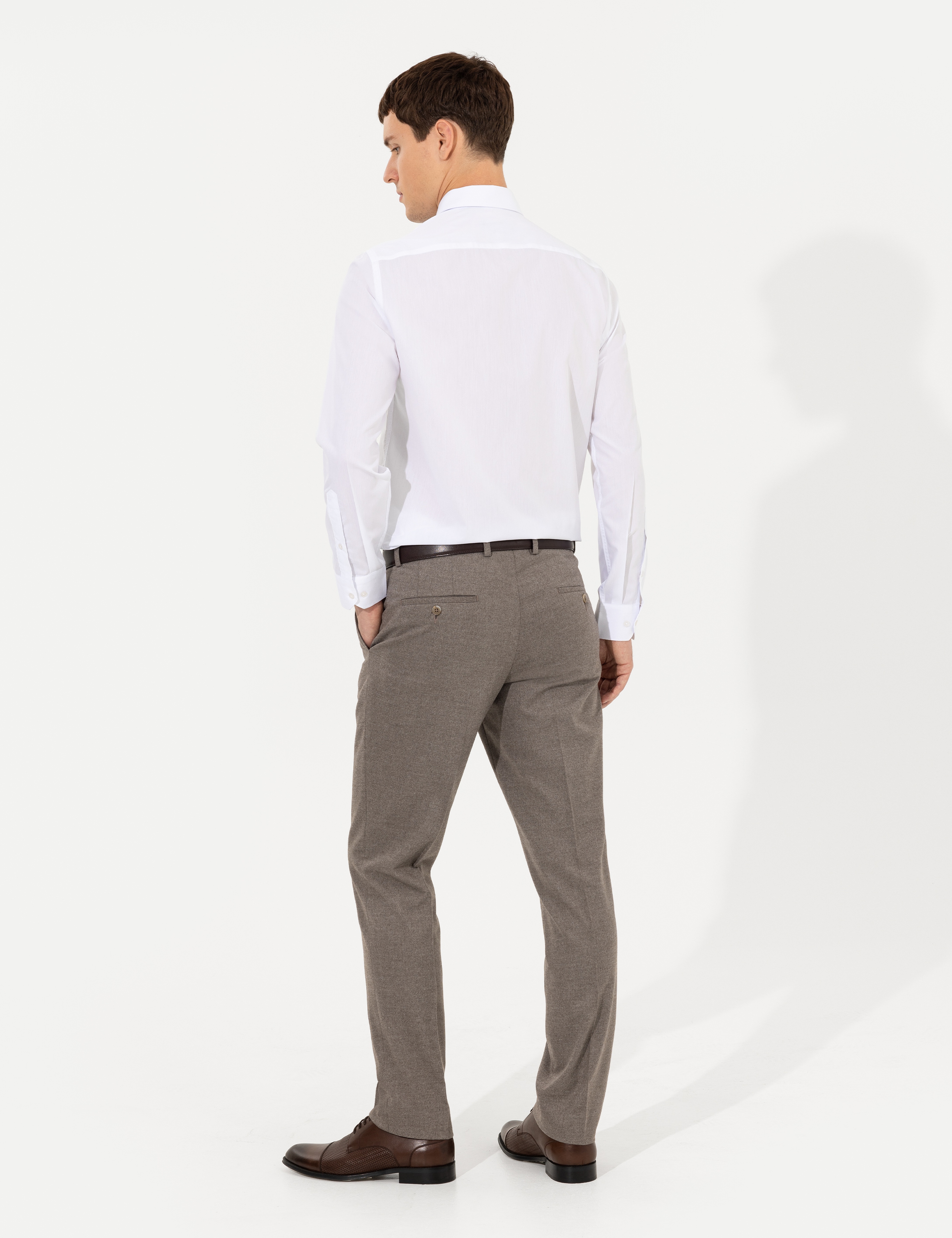 Açık Kahverengi Slim Fit Kumaş Pantolon - Image 4