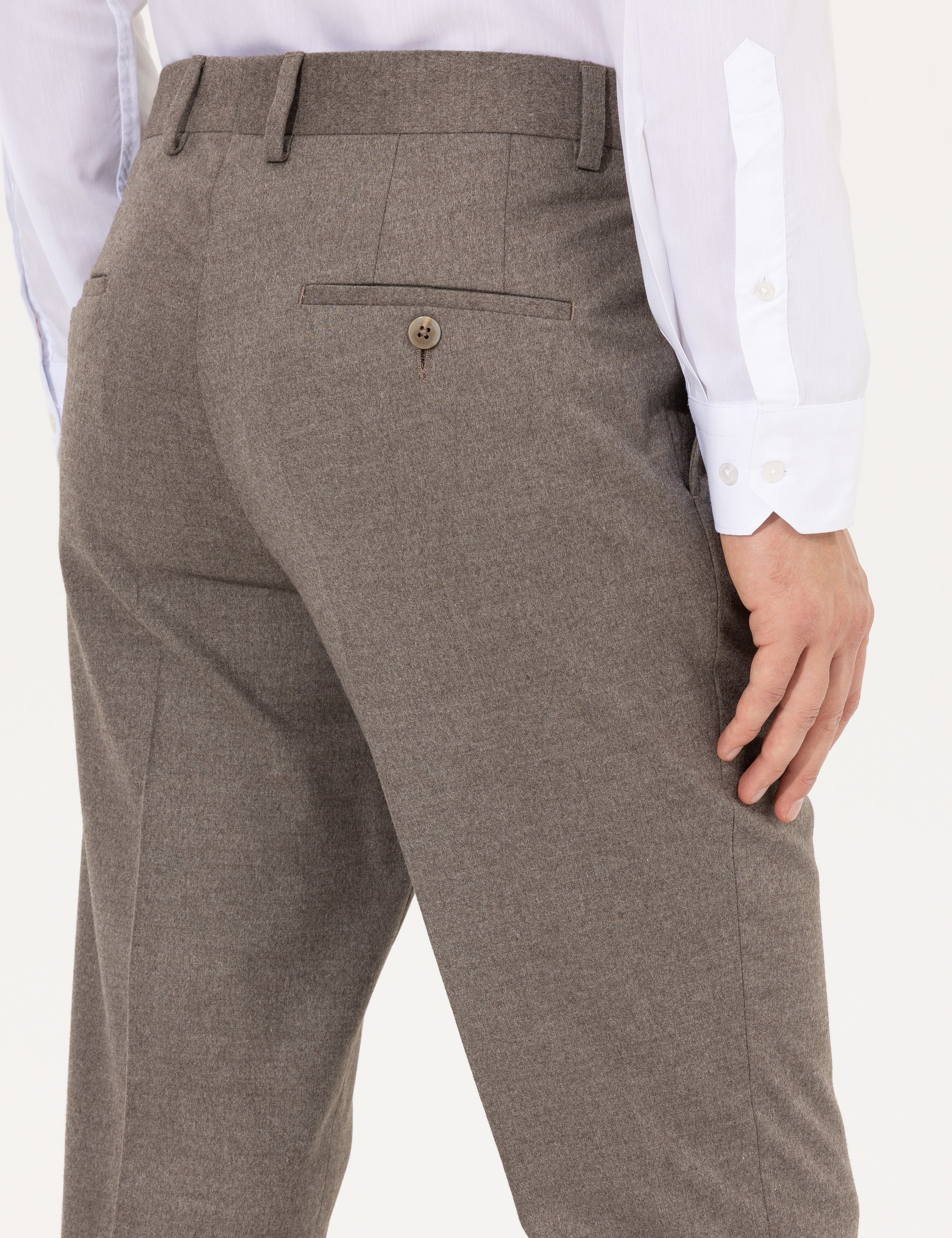 Açık Kahverengi Slim Fit Kumaş Pantolon