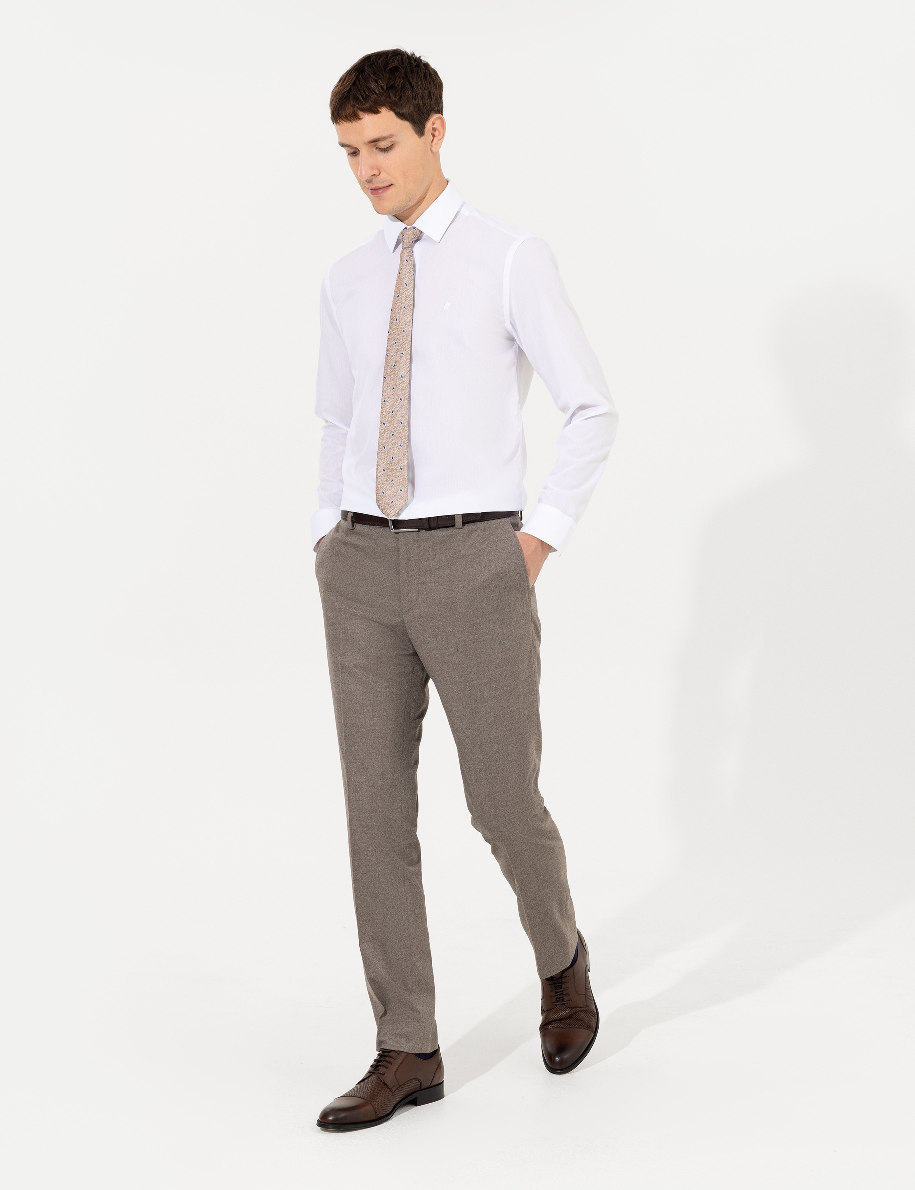 Açık Kahverengi Slim Fit Kumaş Pantolon - Image 1