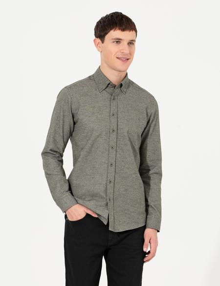 Yeşil Slim Fit Uzun Kollu Gömlek - 50259500065