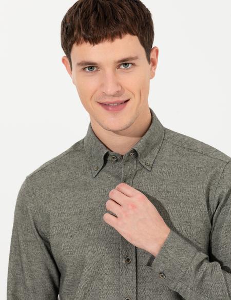 Yeşil Slim Fit Uzun Kollu Gömlek - 50259500065