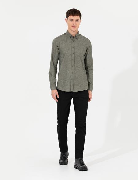 Yeşil Slim Fit Uzun Kollu Gömlek - 50259500065