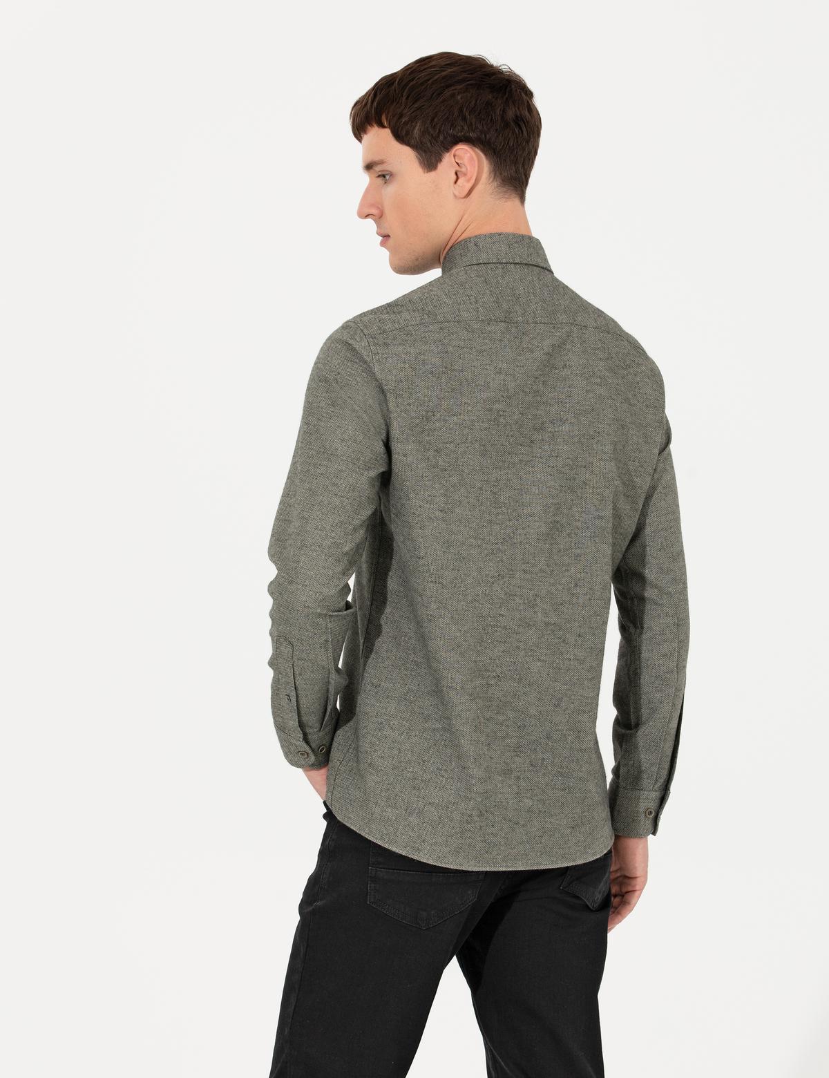 Yeşil Slim Fit Uzun Kollu Gömlek - 50259500065