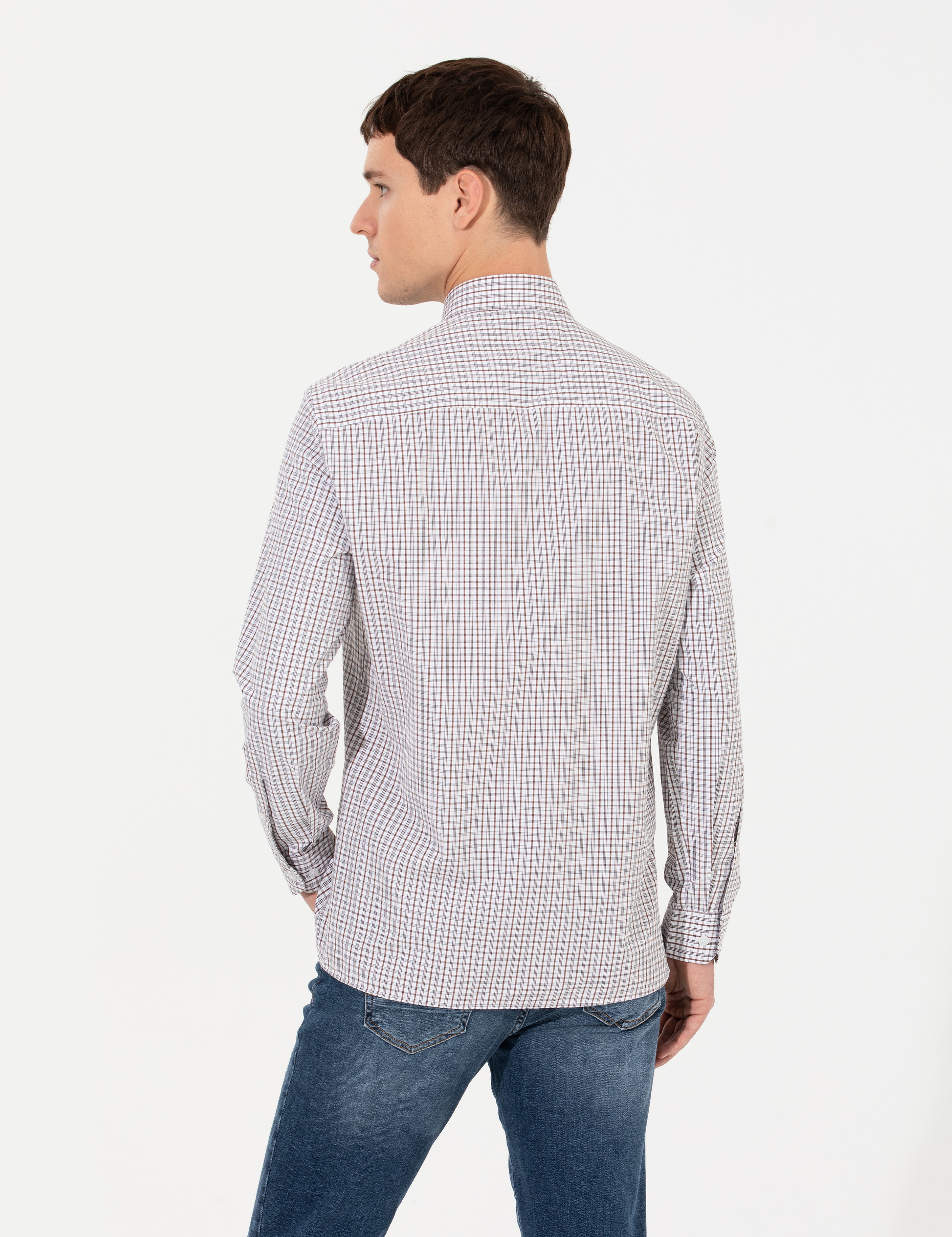 Kahverengi Regular Fit Uzun Kollu Gömlek - Image 5