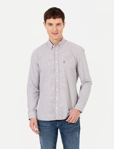 Kahverengi Regular Fit Uzun Kollu Gömlek - 50255277006