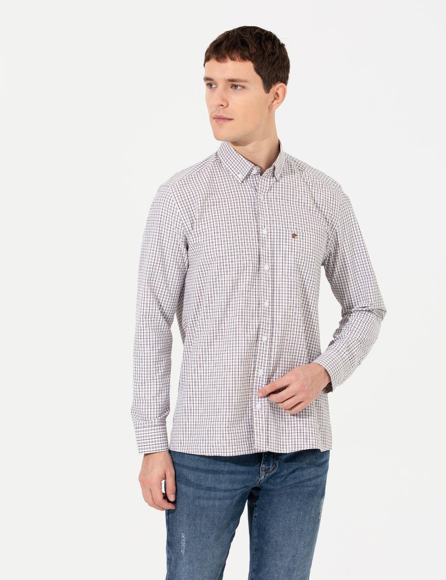 Kahverengi Regular Fit Uzun Kollu Gömlek
