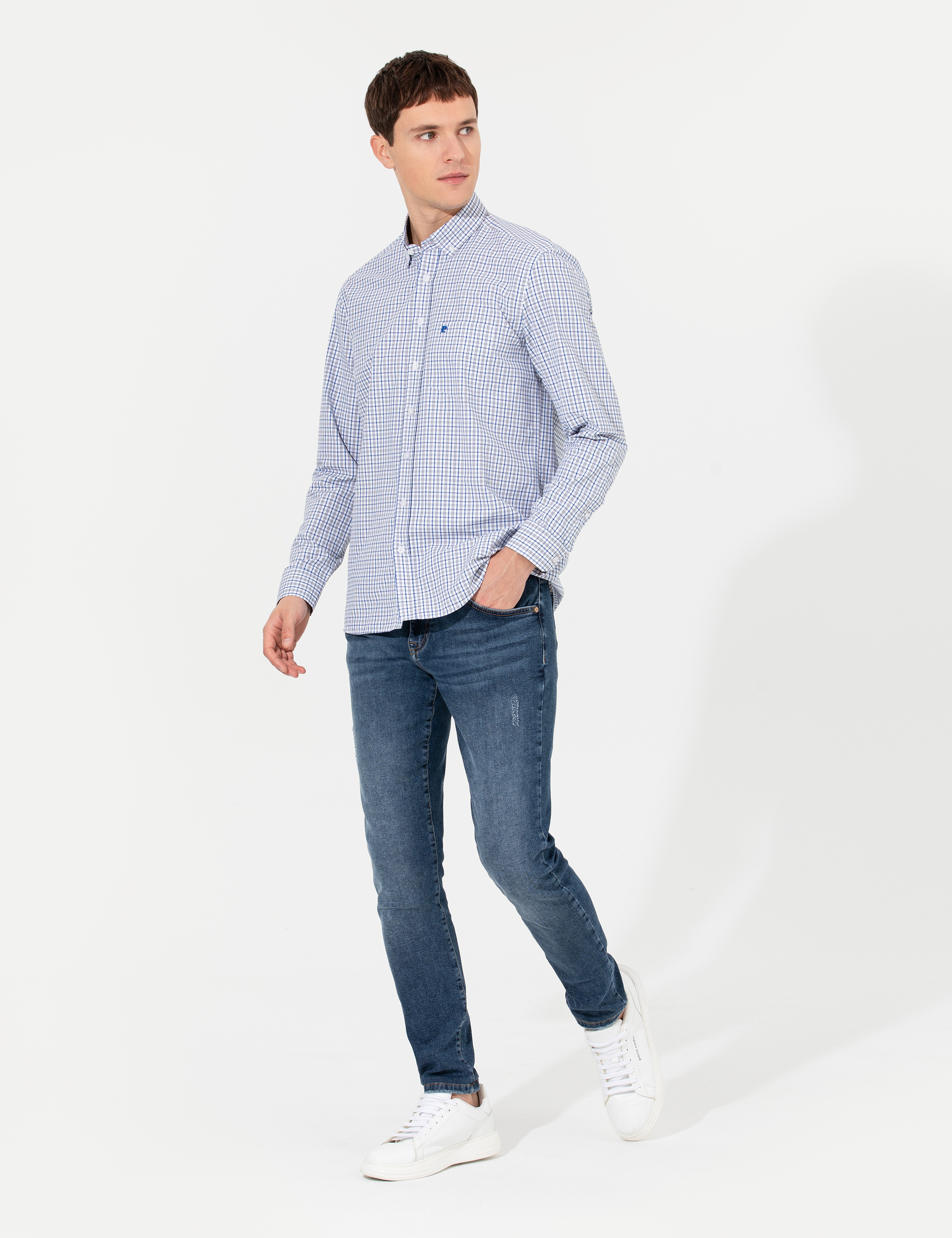Lacivert Regular Fit Uzun Kollu Gömlek
