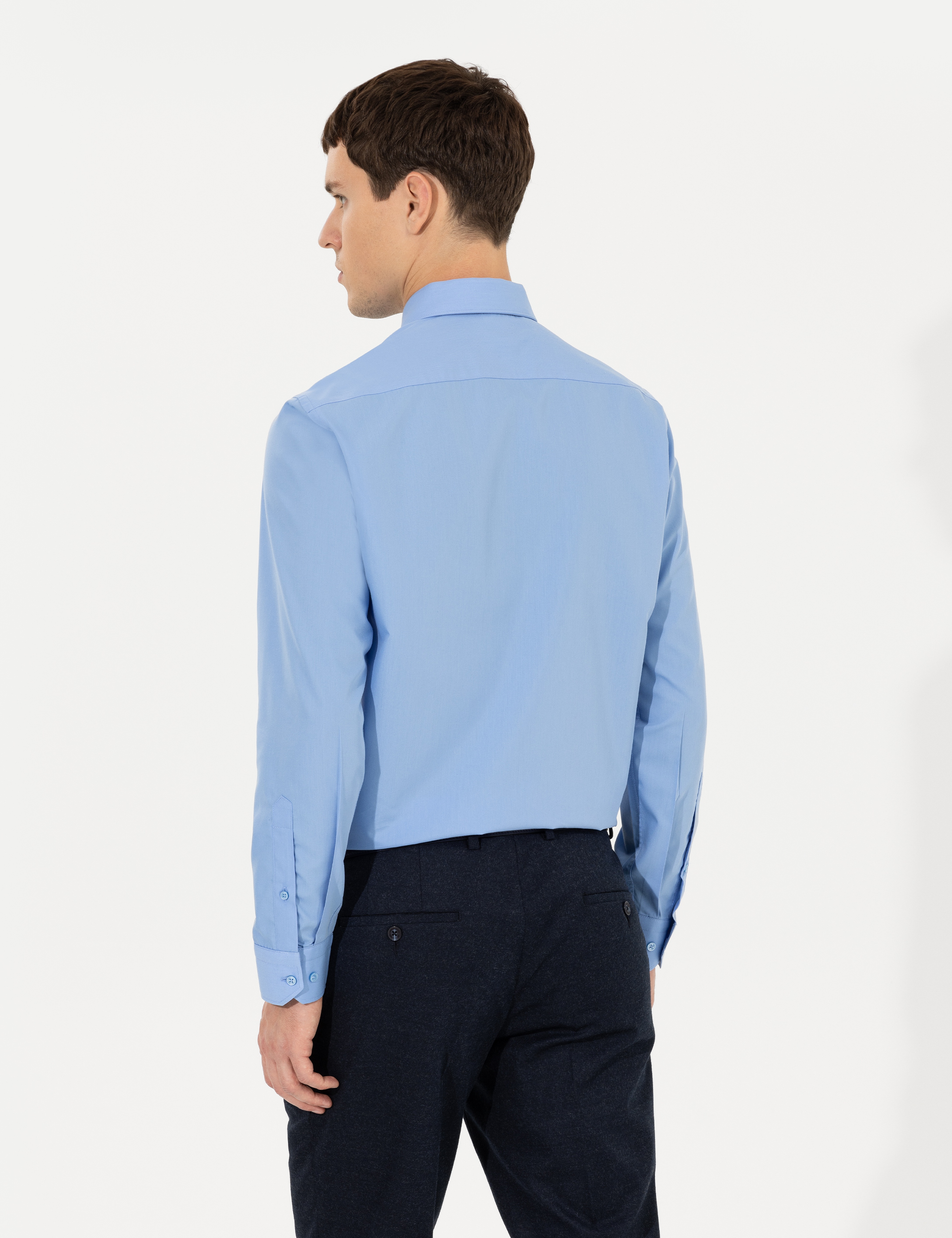Mavi Slim Fit Uzun Kollu Klasik Gömlek - Image 5