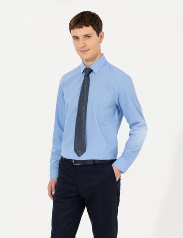 Mavi Slim Fit Uzun Kollu Klasik Gömlek