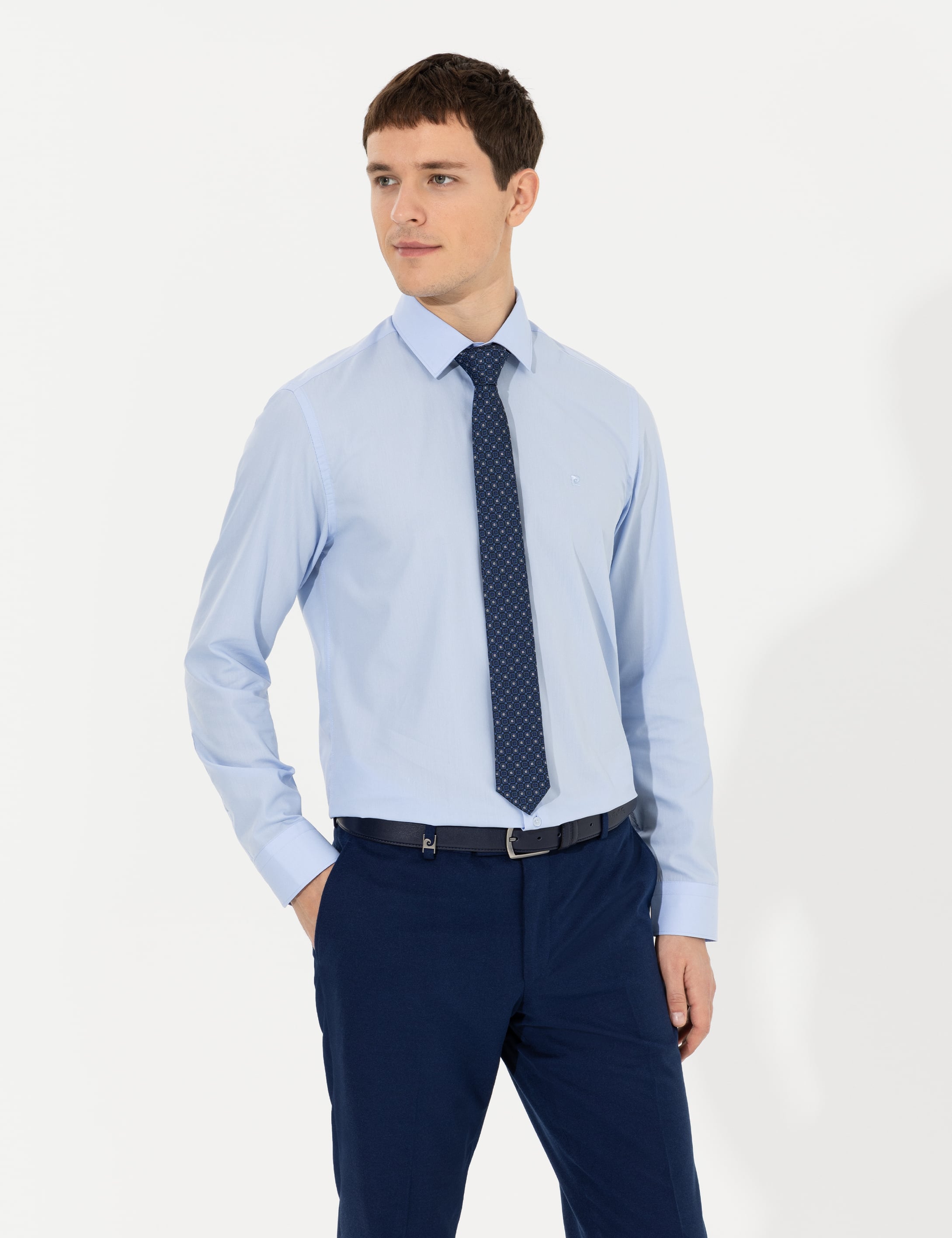 Açık Mavi Slim Fit Uzun Kollu Klasik Gömlek - Image 1