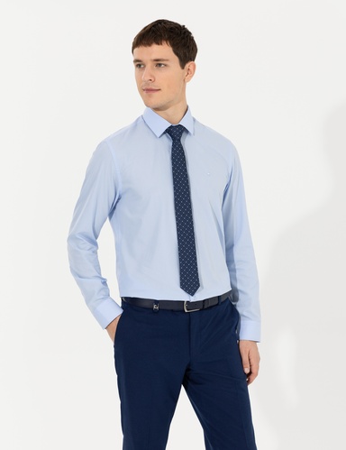 Açık Mavi Slim Fit Uzun Kollu Klasik Gömlek