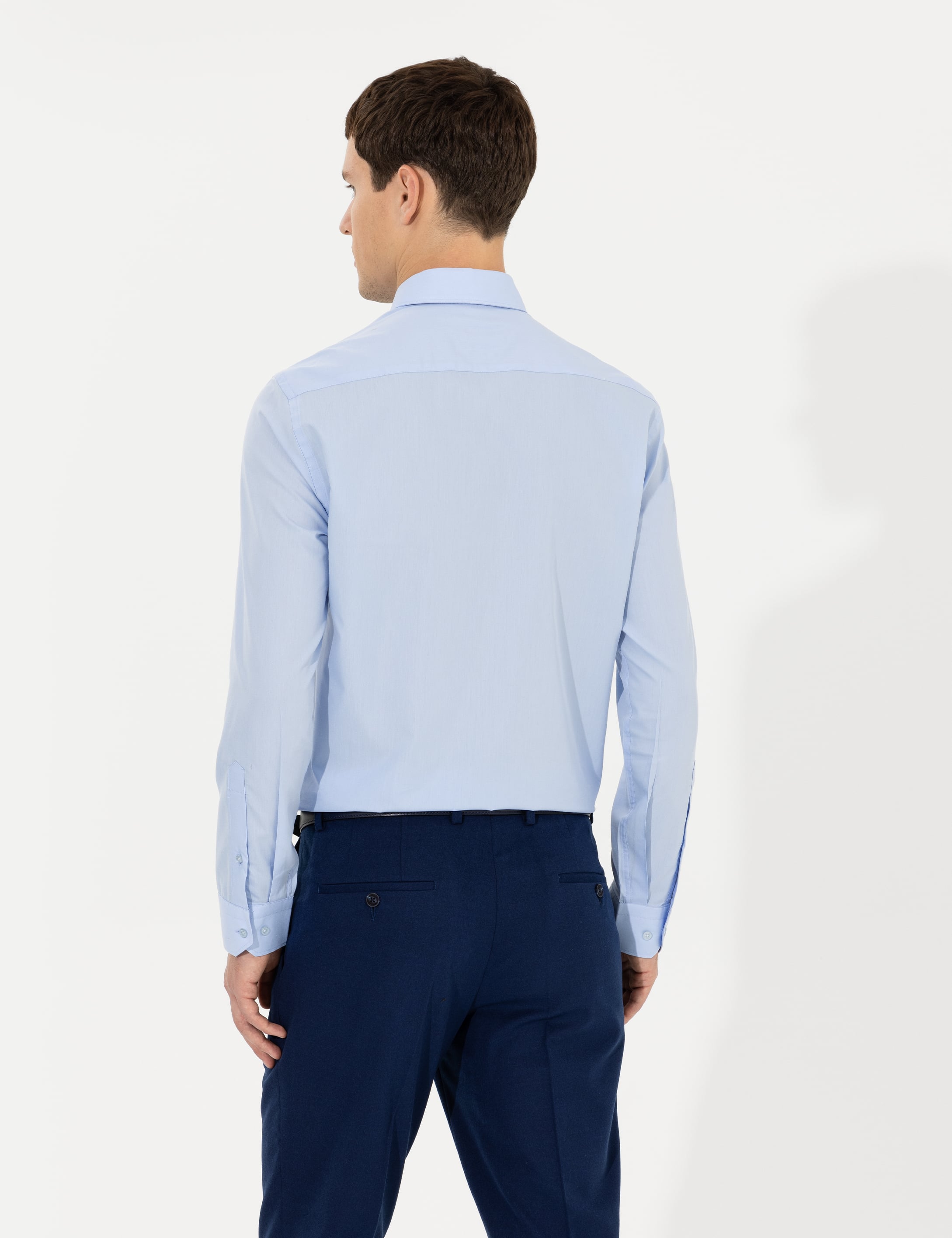 Açık Mavi Slim Fit Uzun Kollu Klasik Gömlek