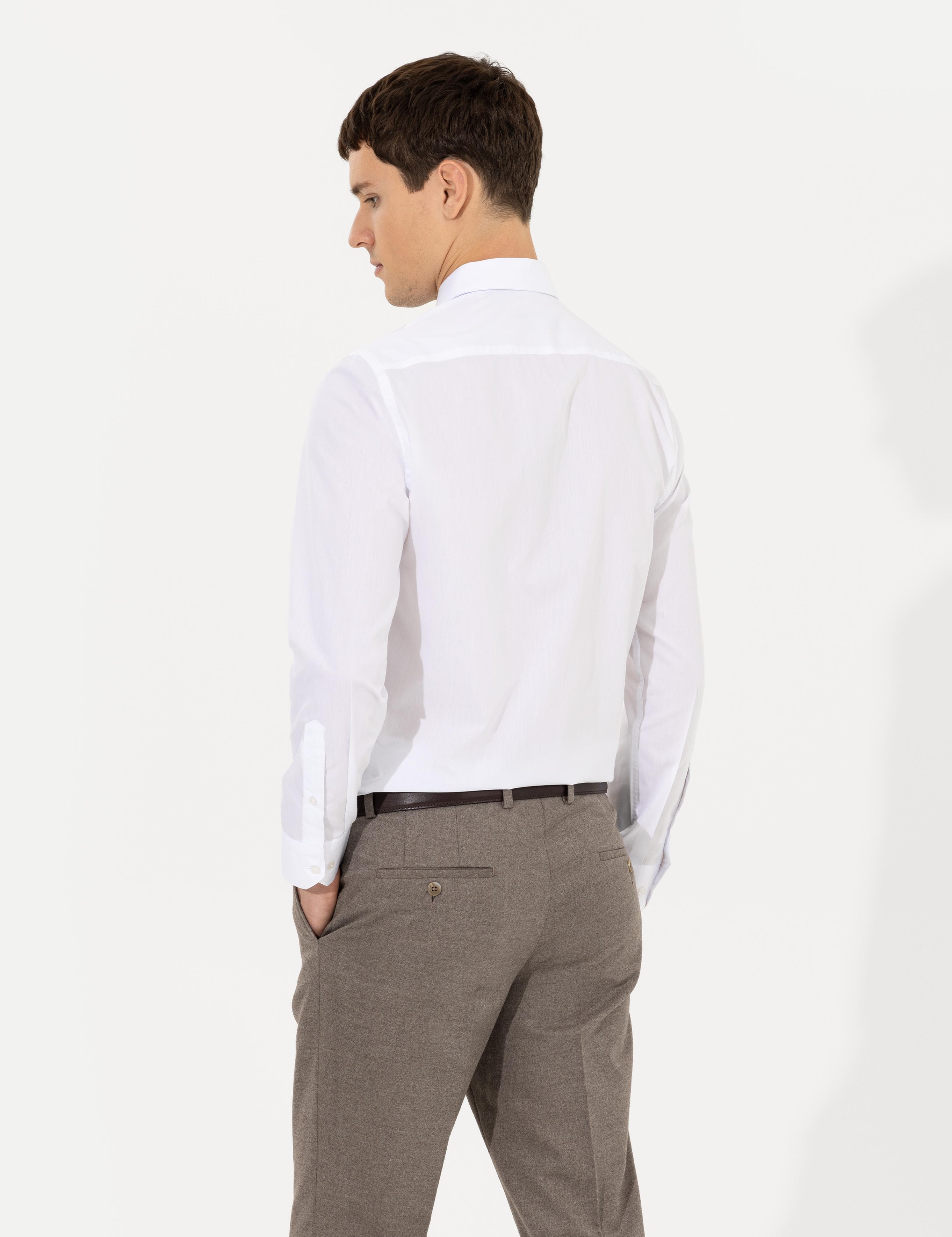 Beyaz Slim Fit Uzun Kollu Klasik Gömlek