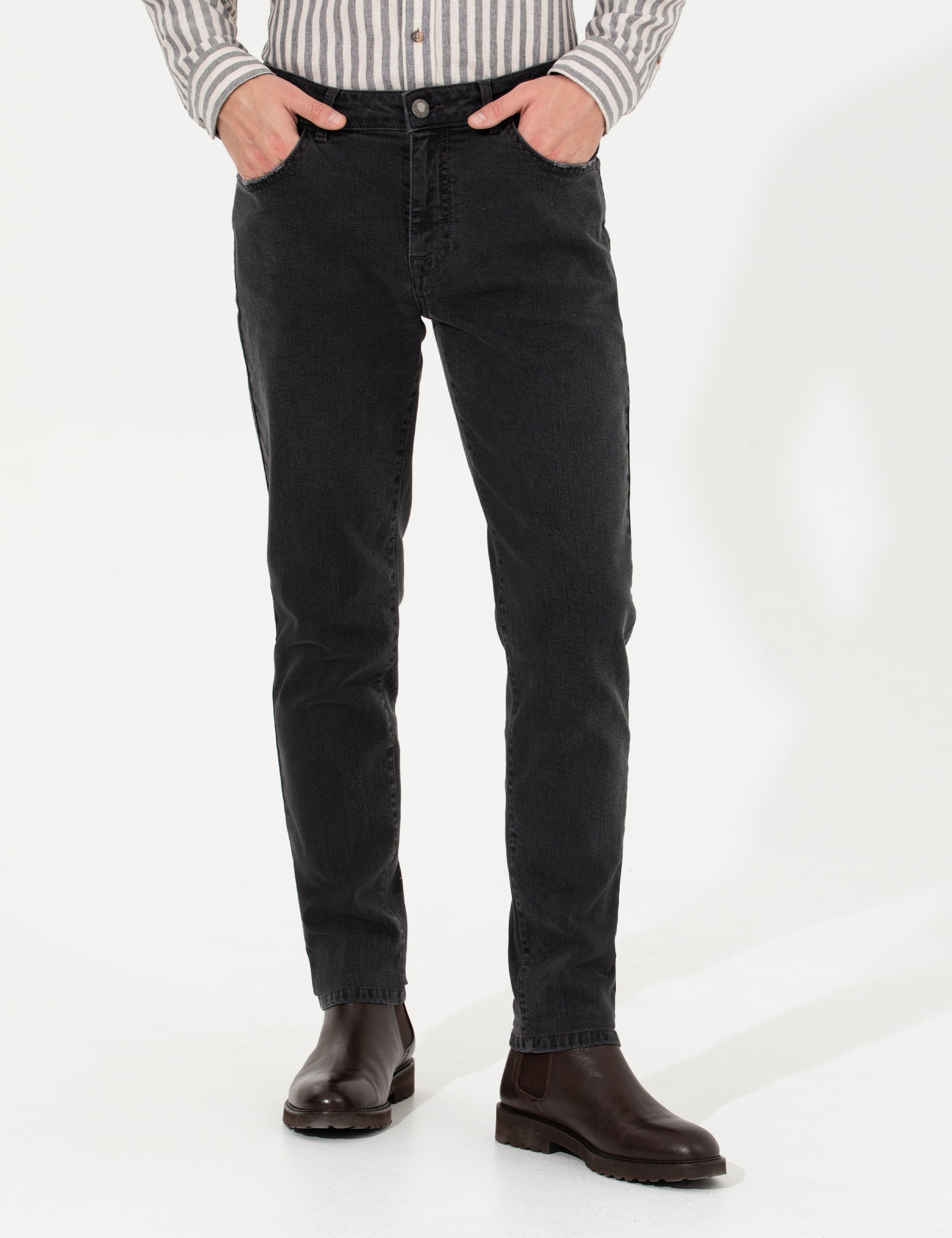Antrasit Slim Fit Jean Pantolon