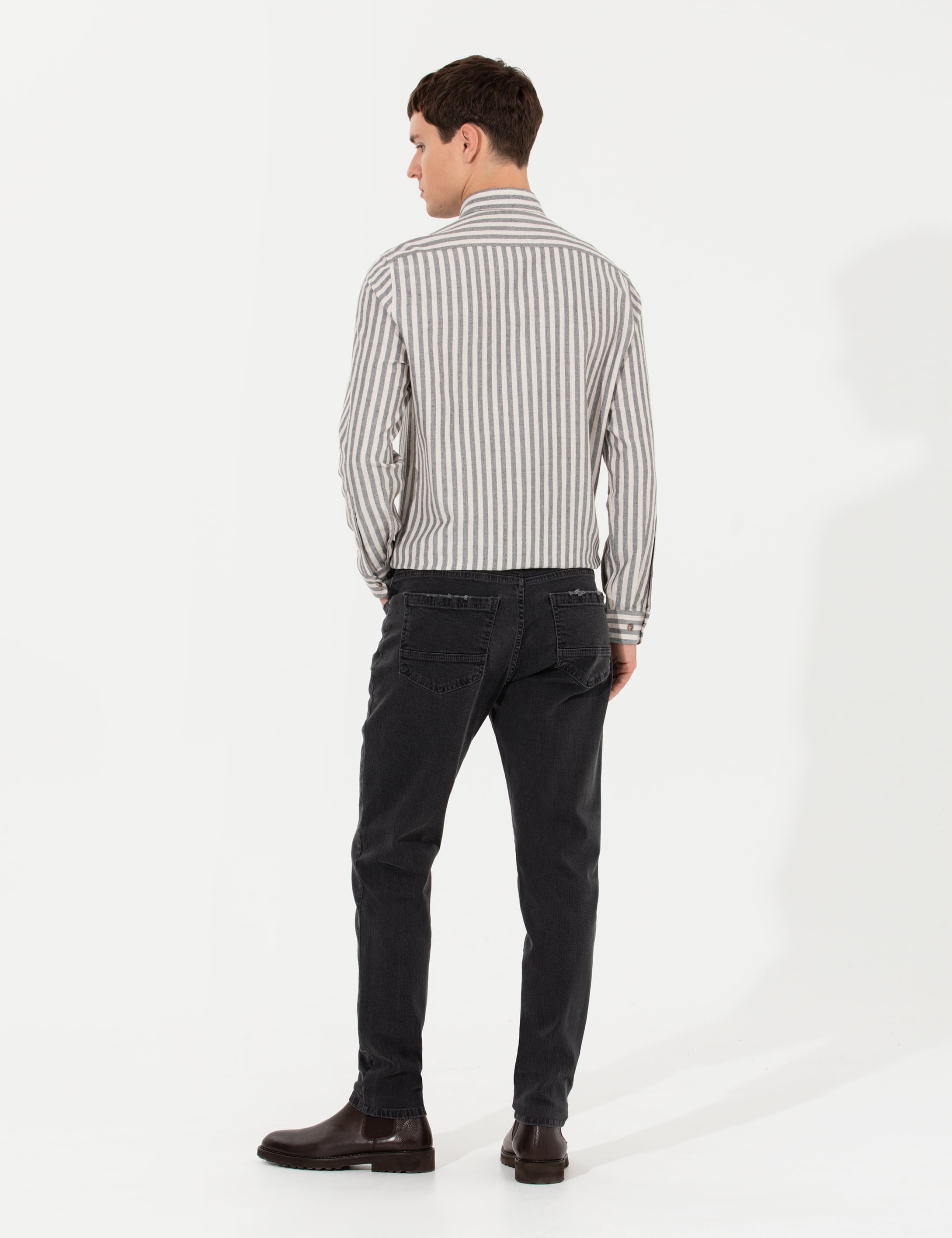 Antrasit Slim Fit Jean Pantolon - Image 4