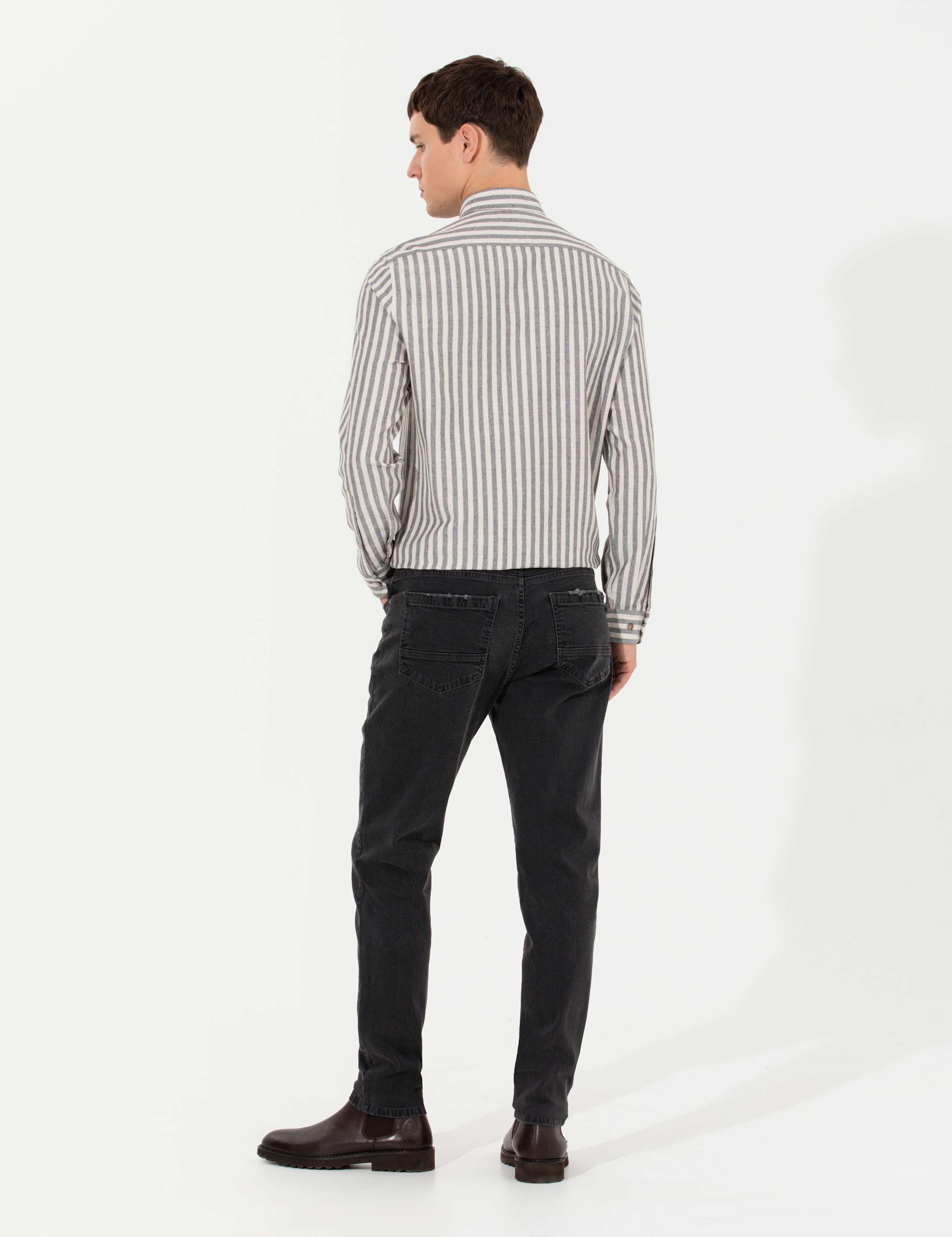 Antrasit Slim Fit Jean Pantolon