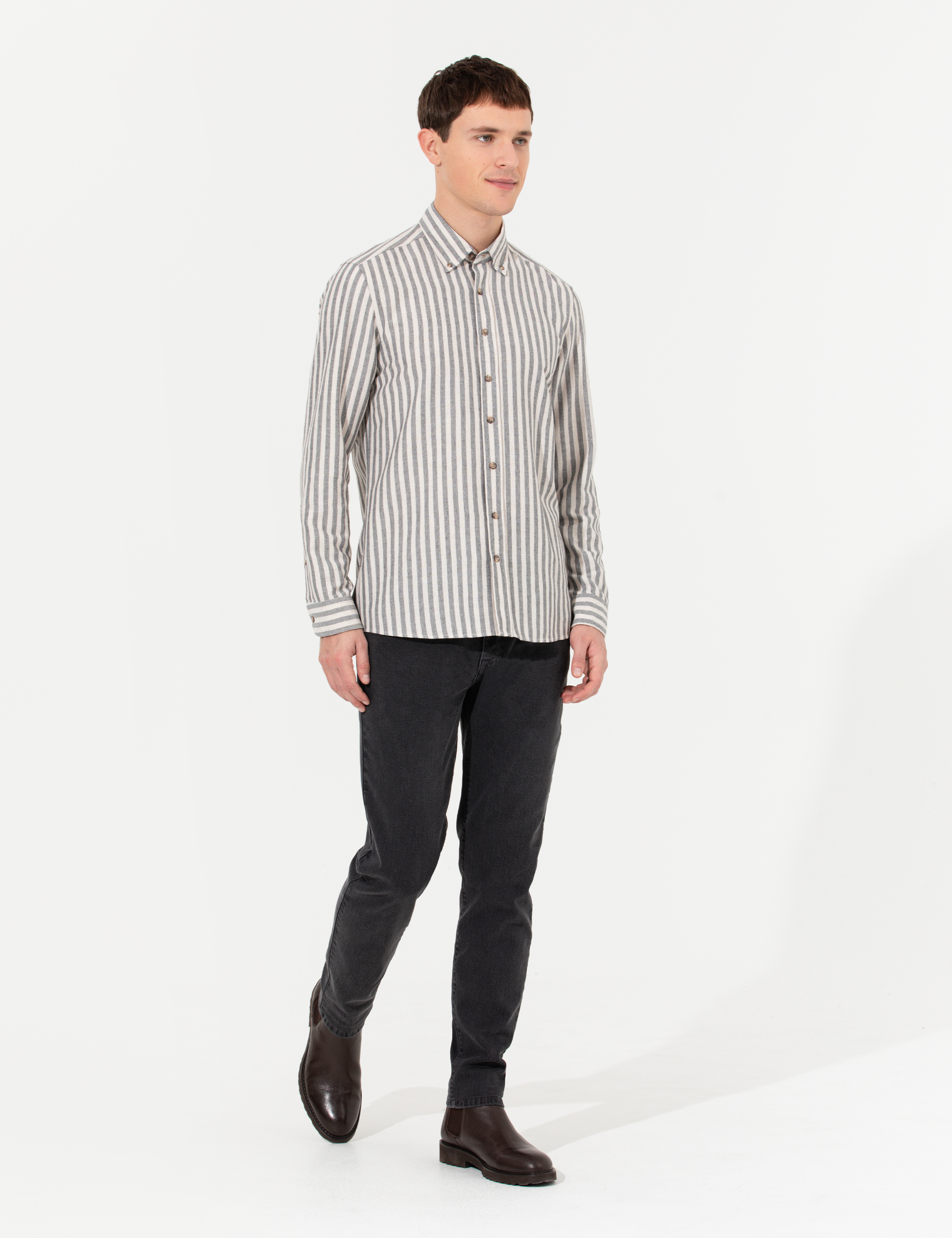 Antrasit Slim Fit Jean Pantolon - Image 1