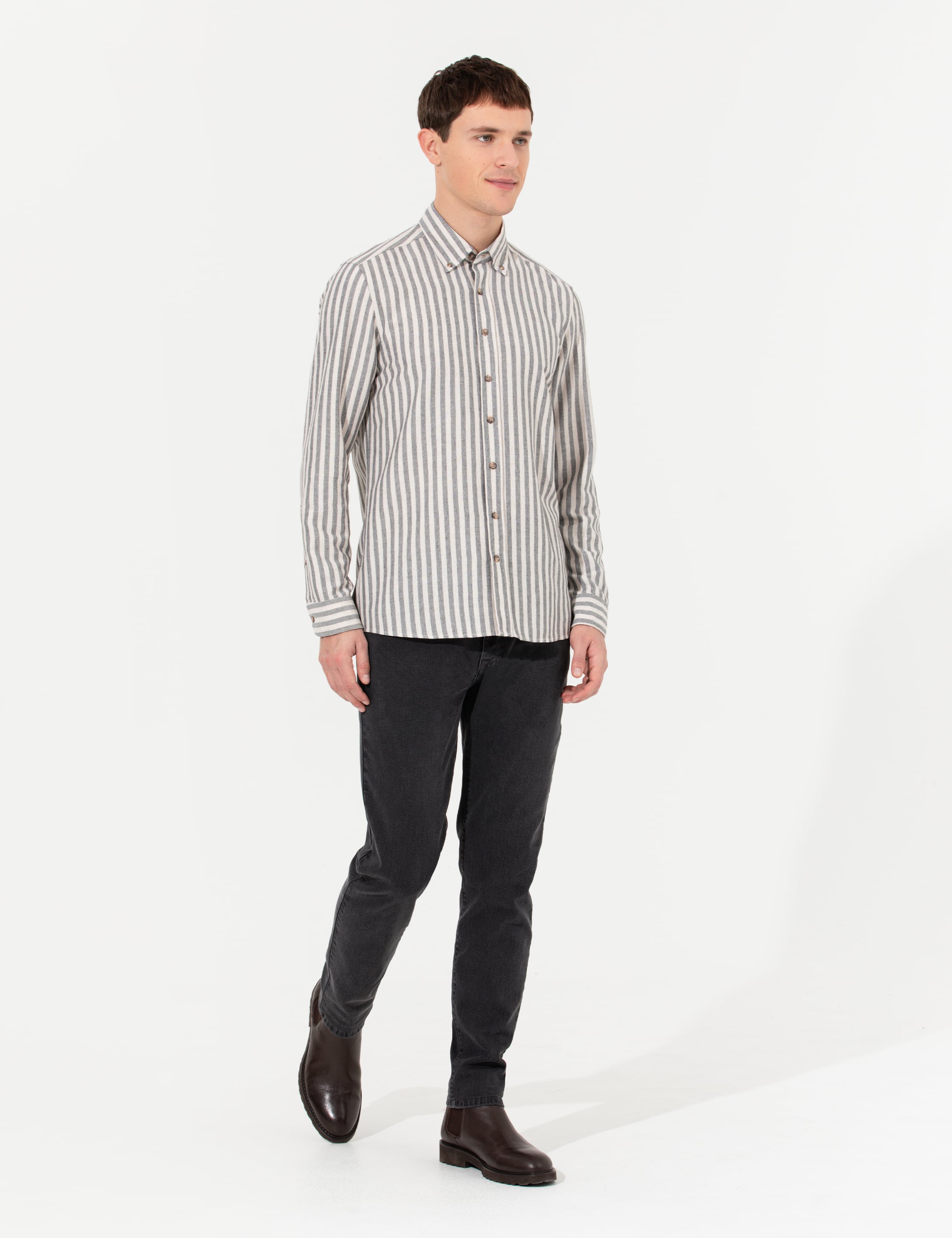 Antrasit Slim Fit Jean Pantolon