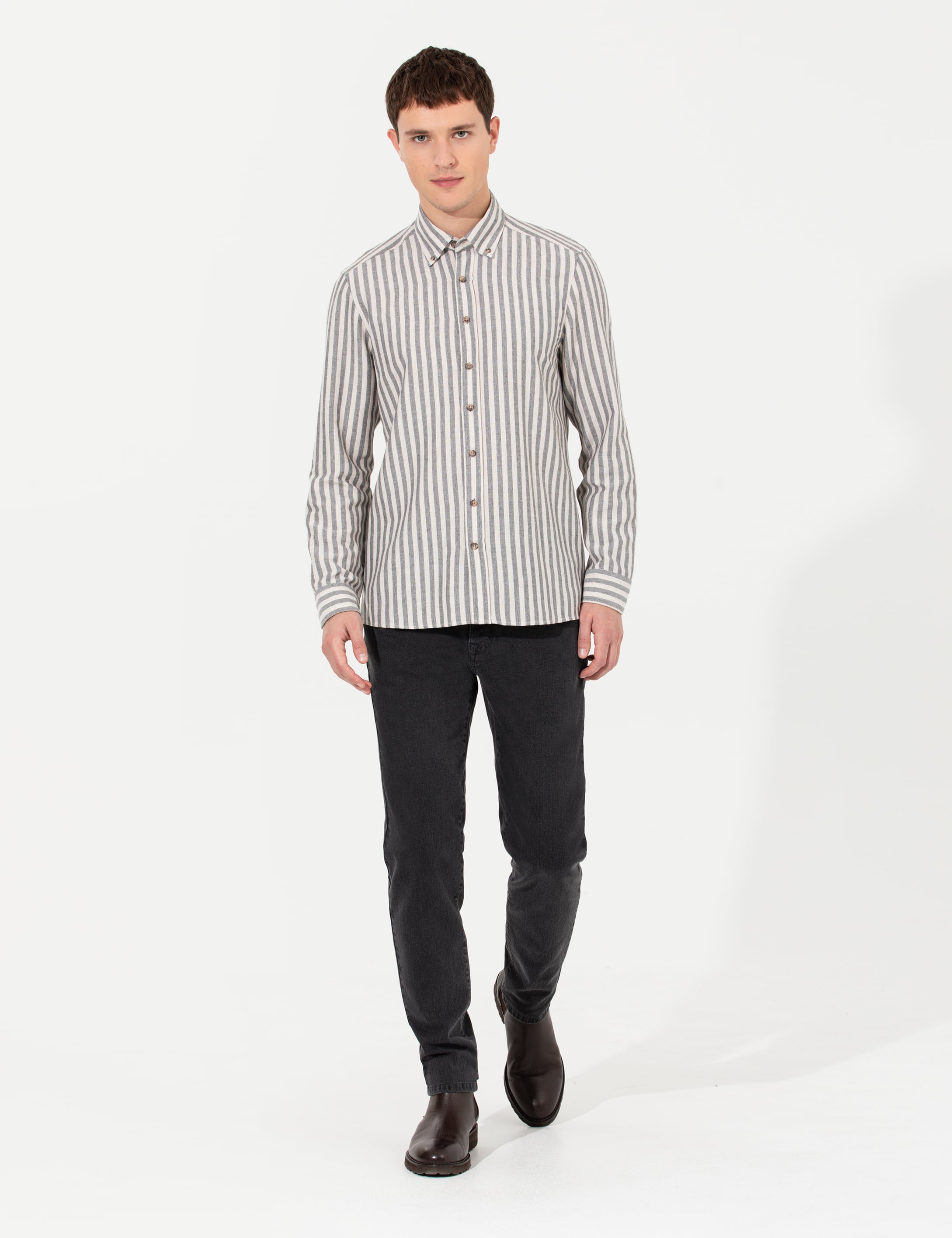 Antrasit Slim Fit Jean Pantolon - Image 3